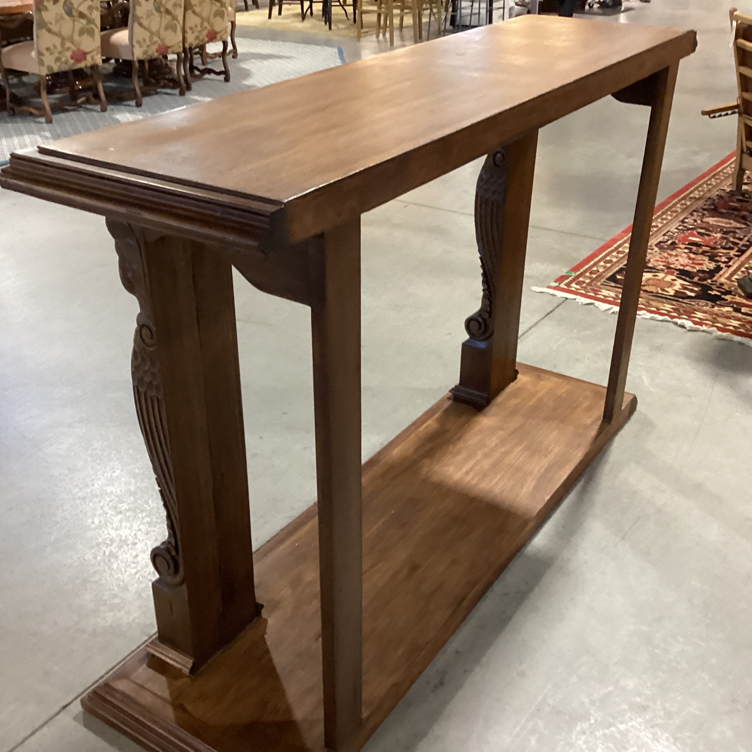 Angelic Hand Carved Columns Solid Wood 2 Tiered Console Sofa Table 72"x 22"x 47"