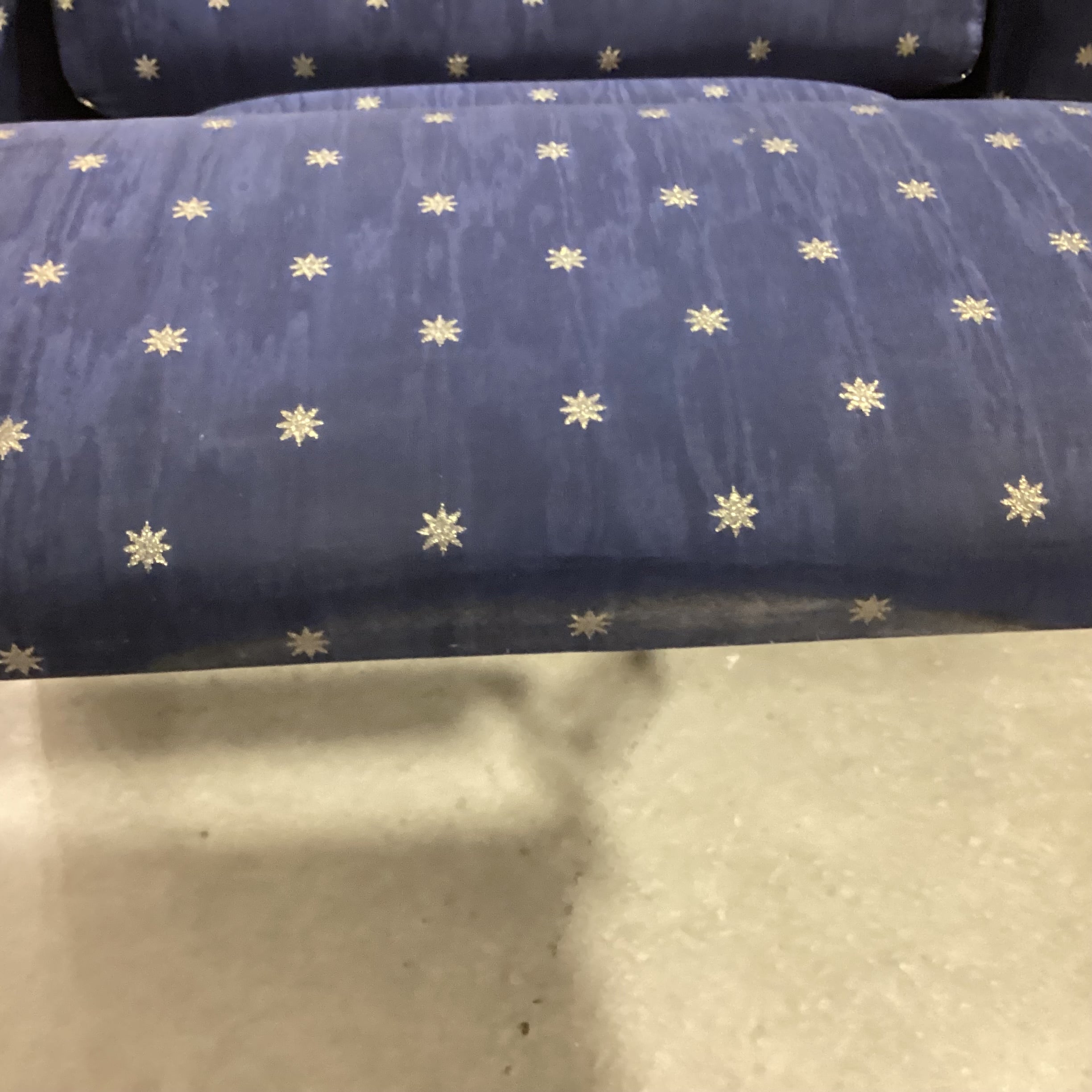 Blue with Silver Star Upholstery Swivel Recliner Chair 36"x 36" to 60"x 40"