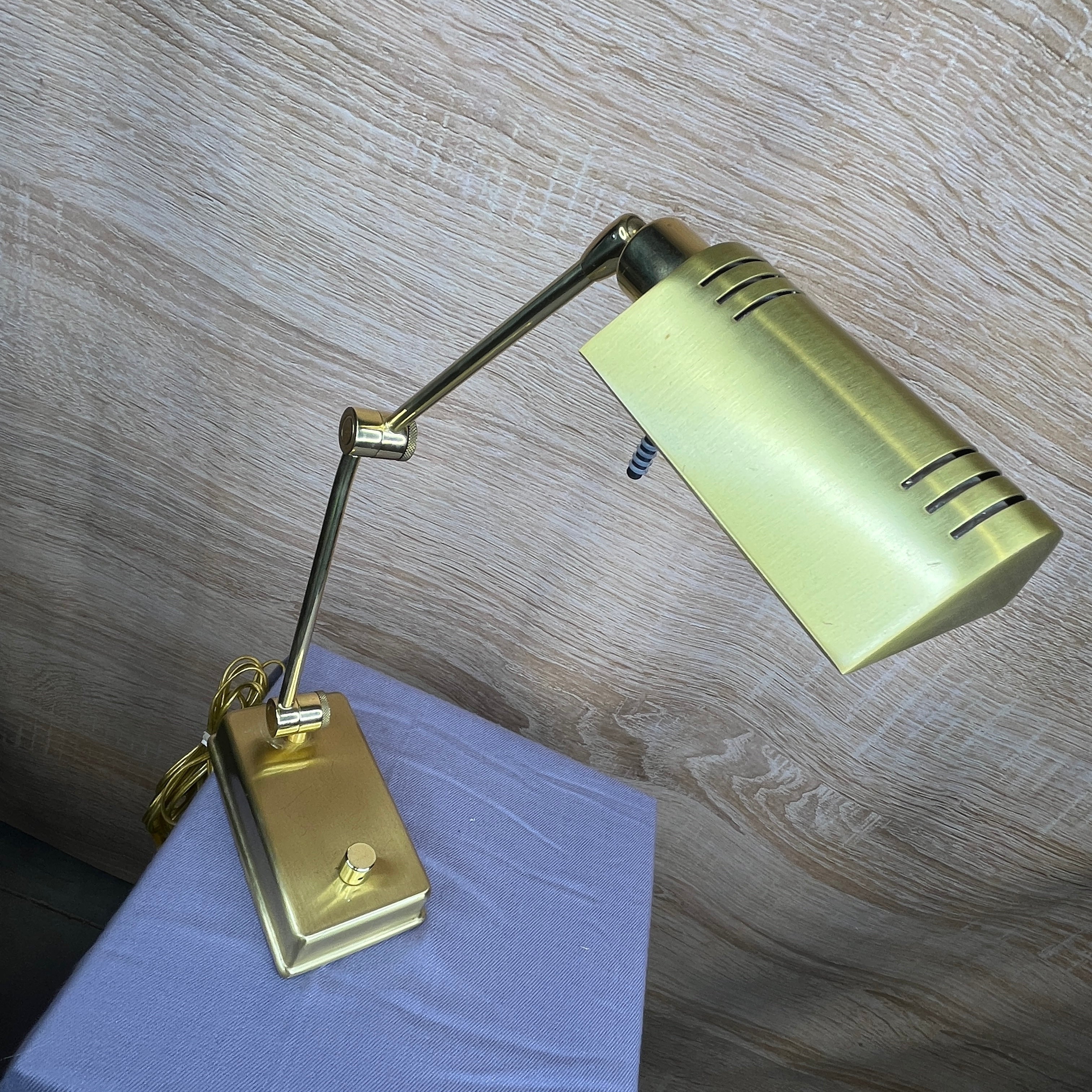 Vintage HoltKotter Solid Brass Adjustable Task Table Lamp 7.5"x 3.55"x 17.33"