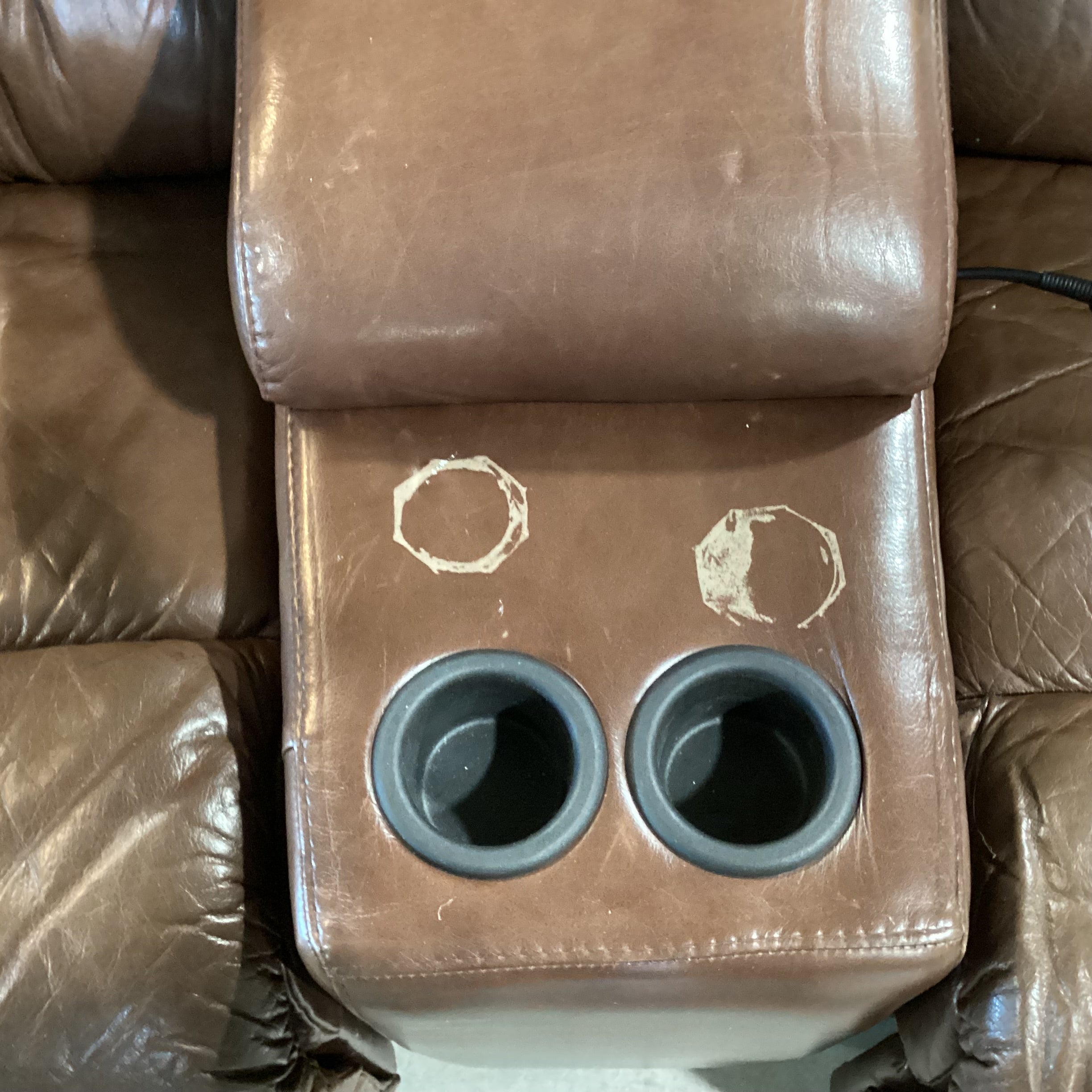 Benson Home Palliser Amaretto Leather 7 Piece with 4 Power Recliners & 3 Consoles Theater Sectional 157"x 41" to 69"x 36"th