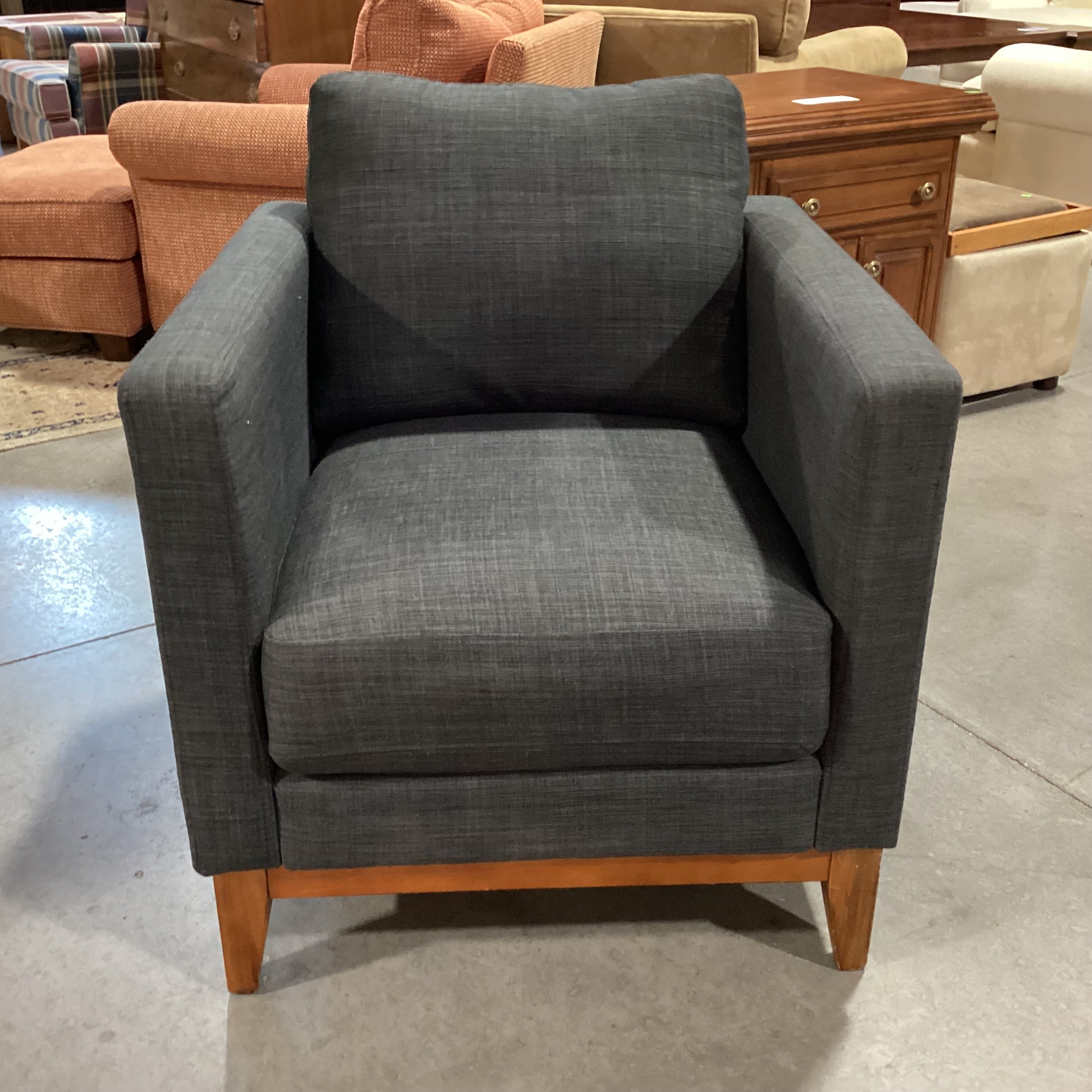 Charcoal Linen with Wood Base Chair 29"x 31"x 33"