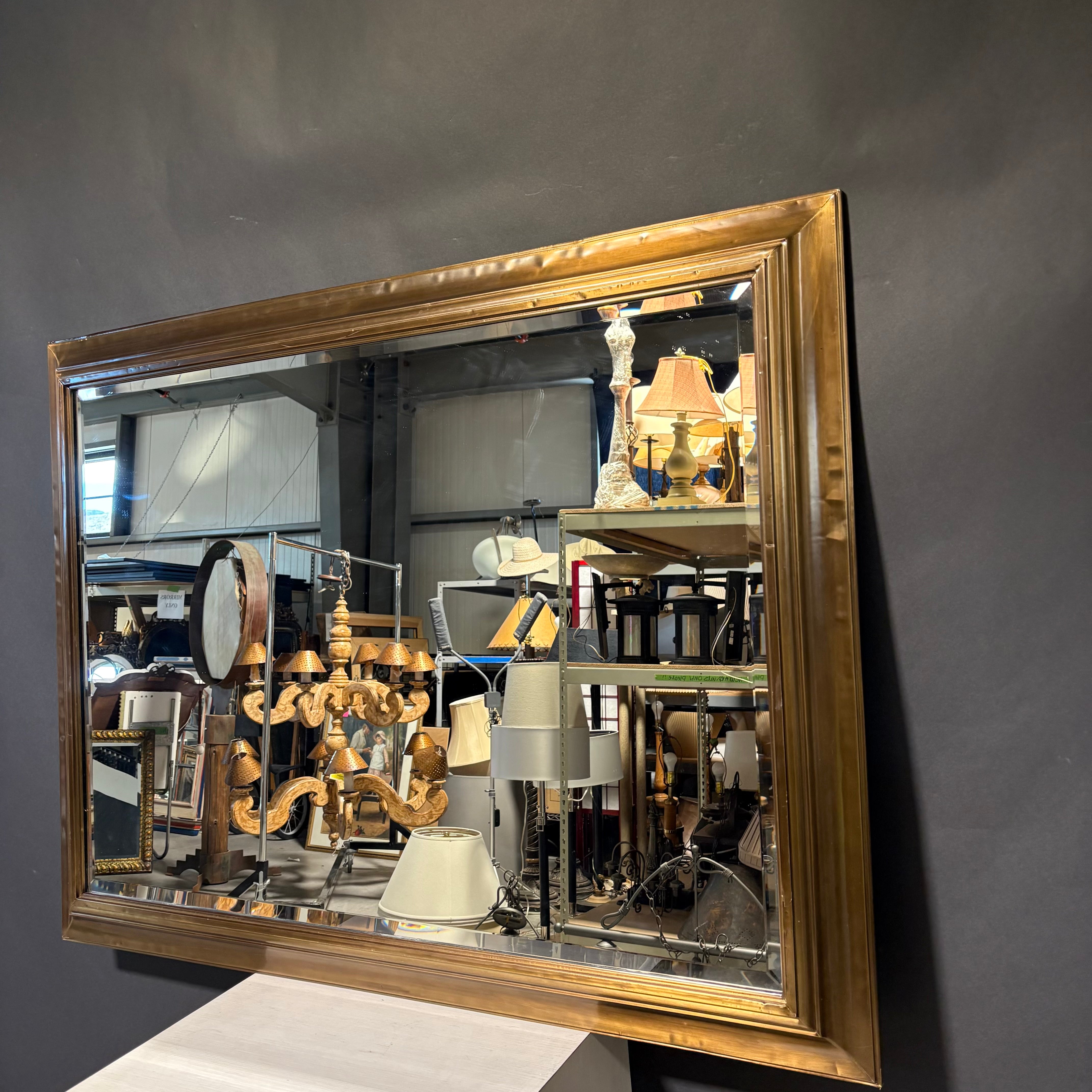 Restoration Hardware Beveled Brass Wrapped Framed Mirror 36” x 48”