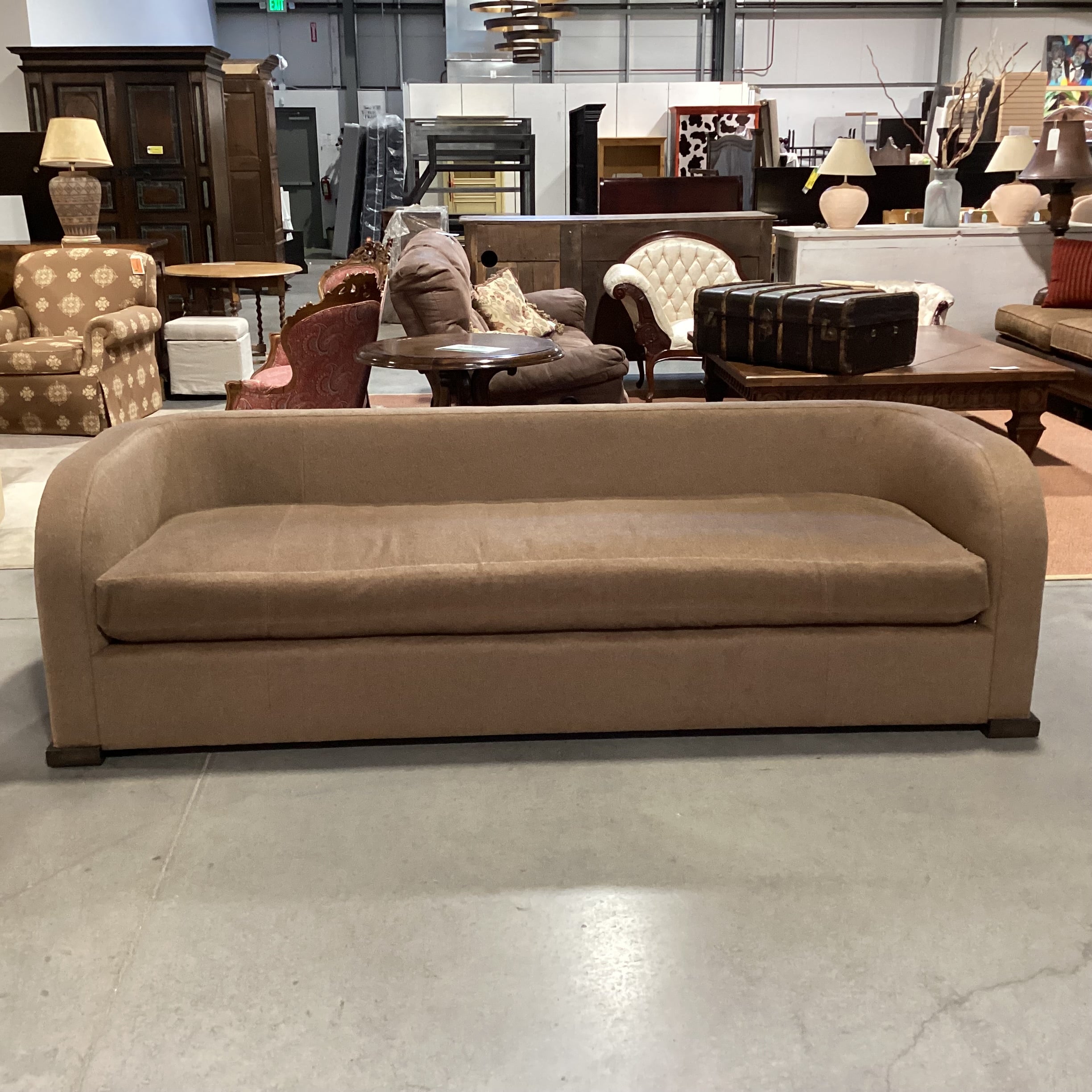 Thom Filicia Home Collection for Vanguard Camel Wool Curve Back & Arm Down Sofa 96"x 38"x 28"