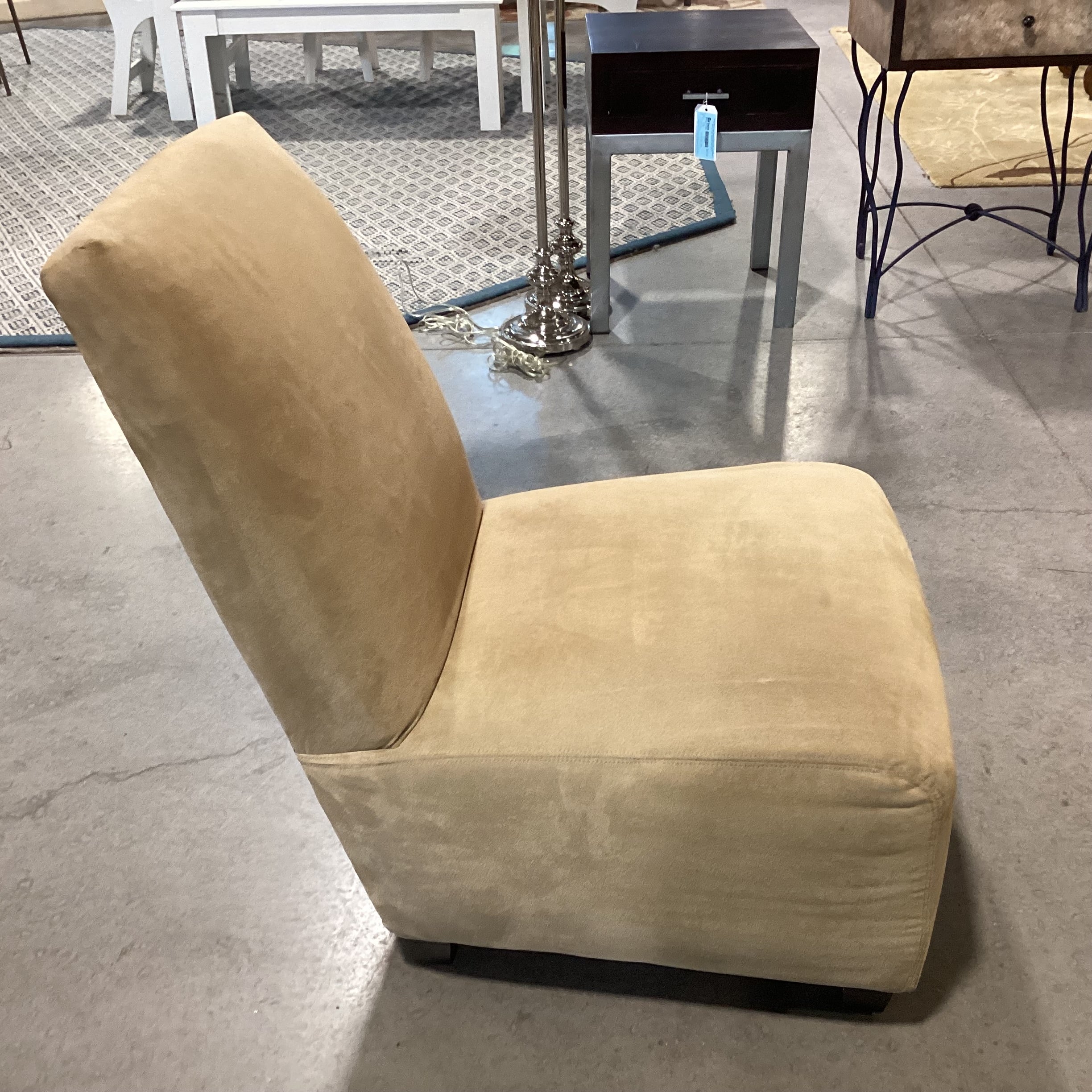 Golden Chair Furniture Tan Micro Suede Slipper Chair 26"x 33"x 36"