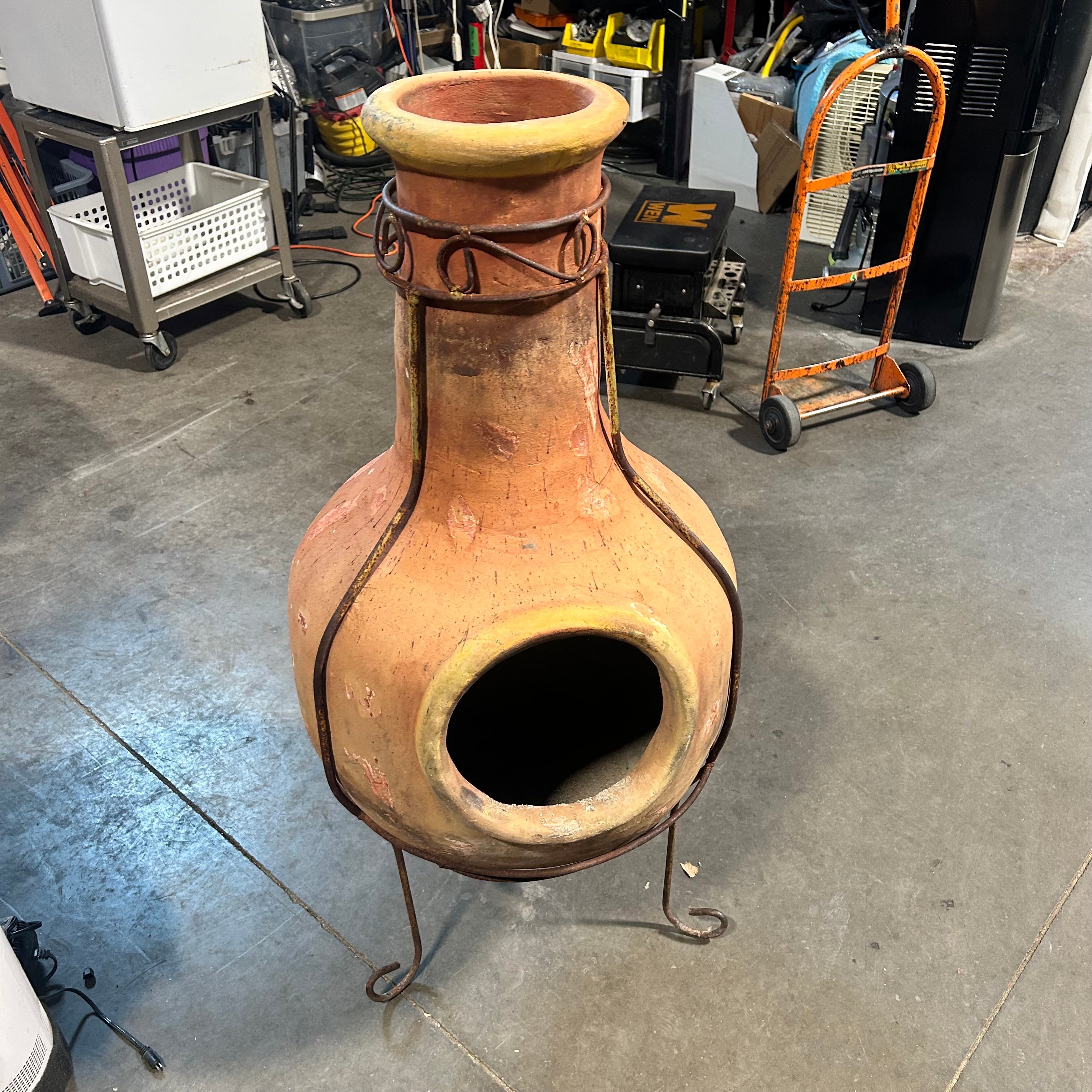 Clay Chiminea With Metal Stand 19"x 44"