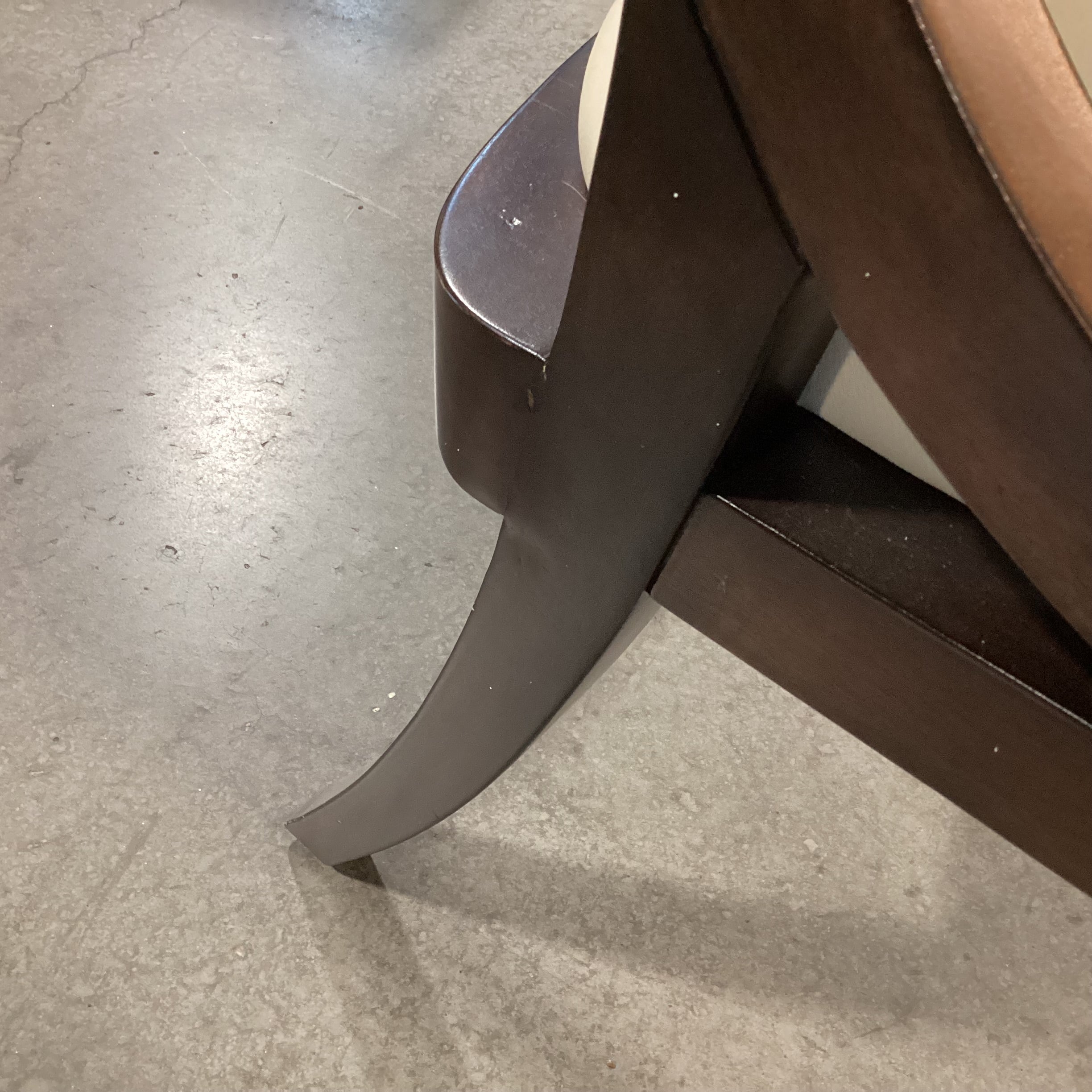 Dark Finish Wood Side Slope with Cream Leather Seat Chair 22"x 23"x 39"Chair 22"x 23"x 39"