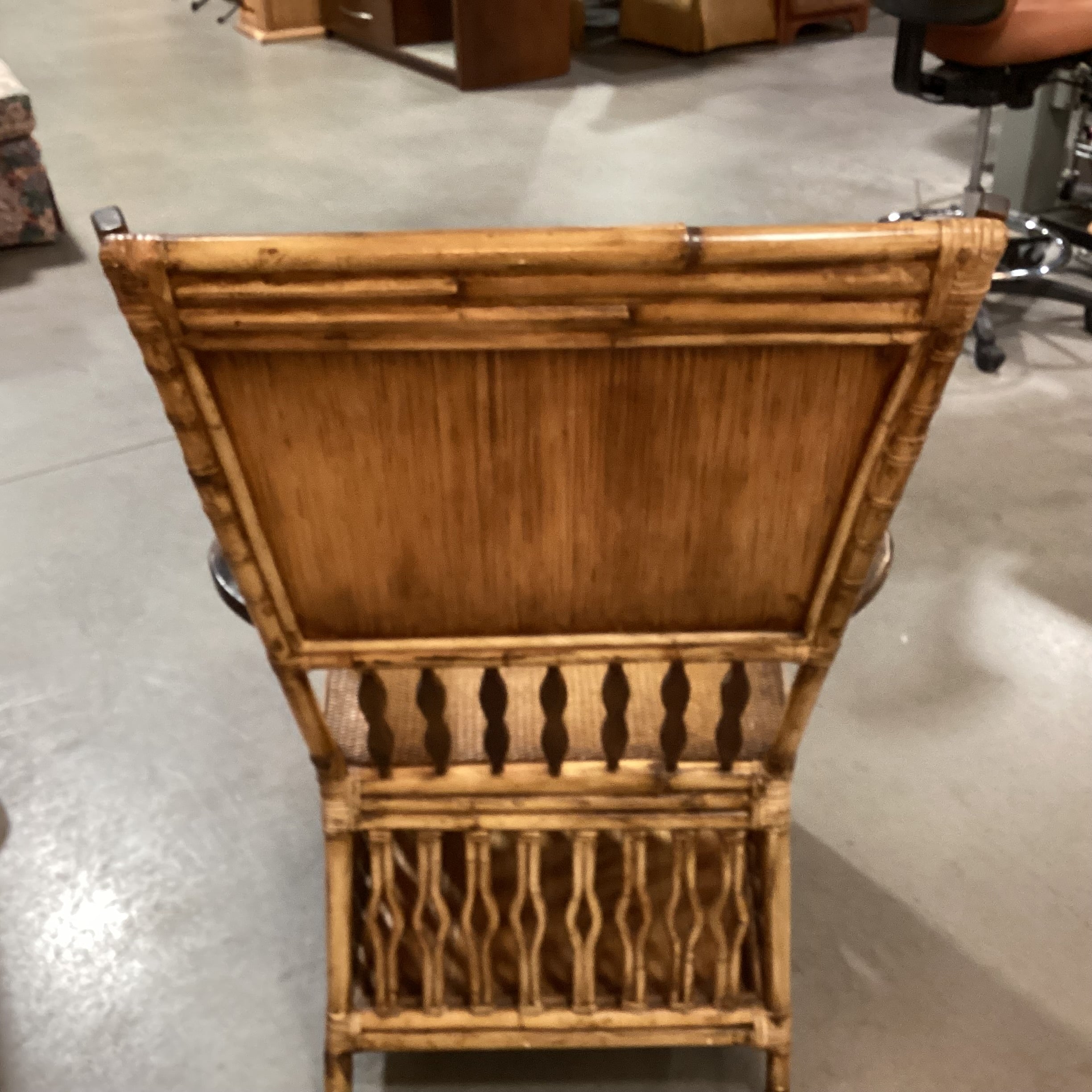 Palecek Bamboo Wood & Rattan Woven with Bottom Storage Arm Chair 30"x 26"x 42"