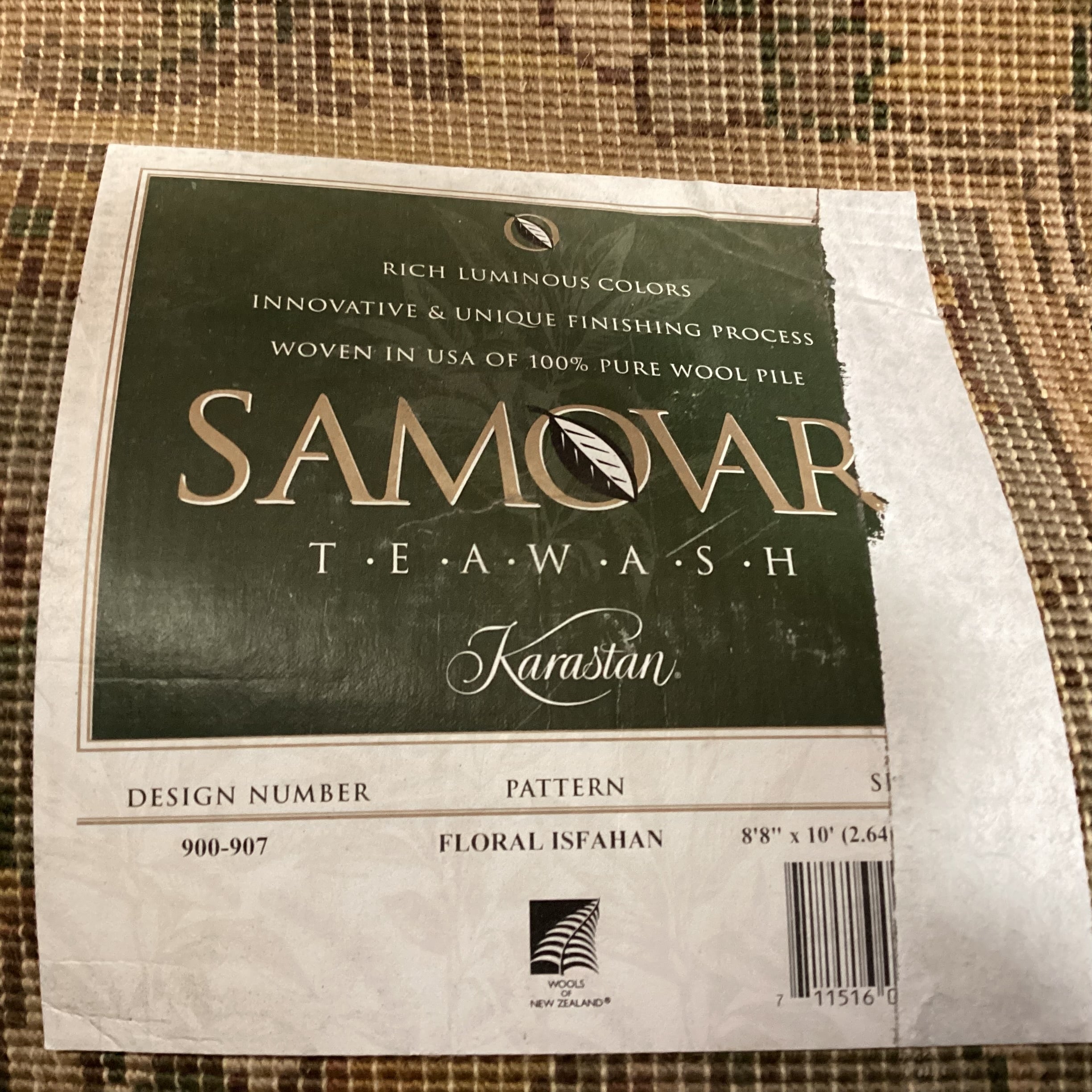 Karastan Samovar Teawash Gold Olive Rust Woven Wool Rug 8'8"x 10'