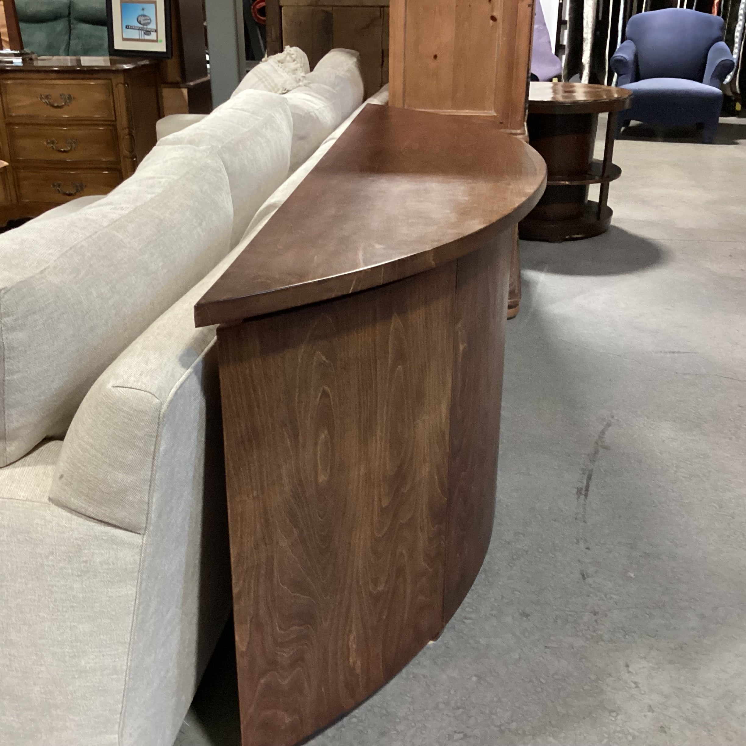 Finish Wood Half Moon 2 Door with Shelves Console 73.5"x 18.5"x 34.5"