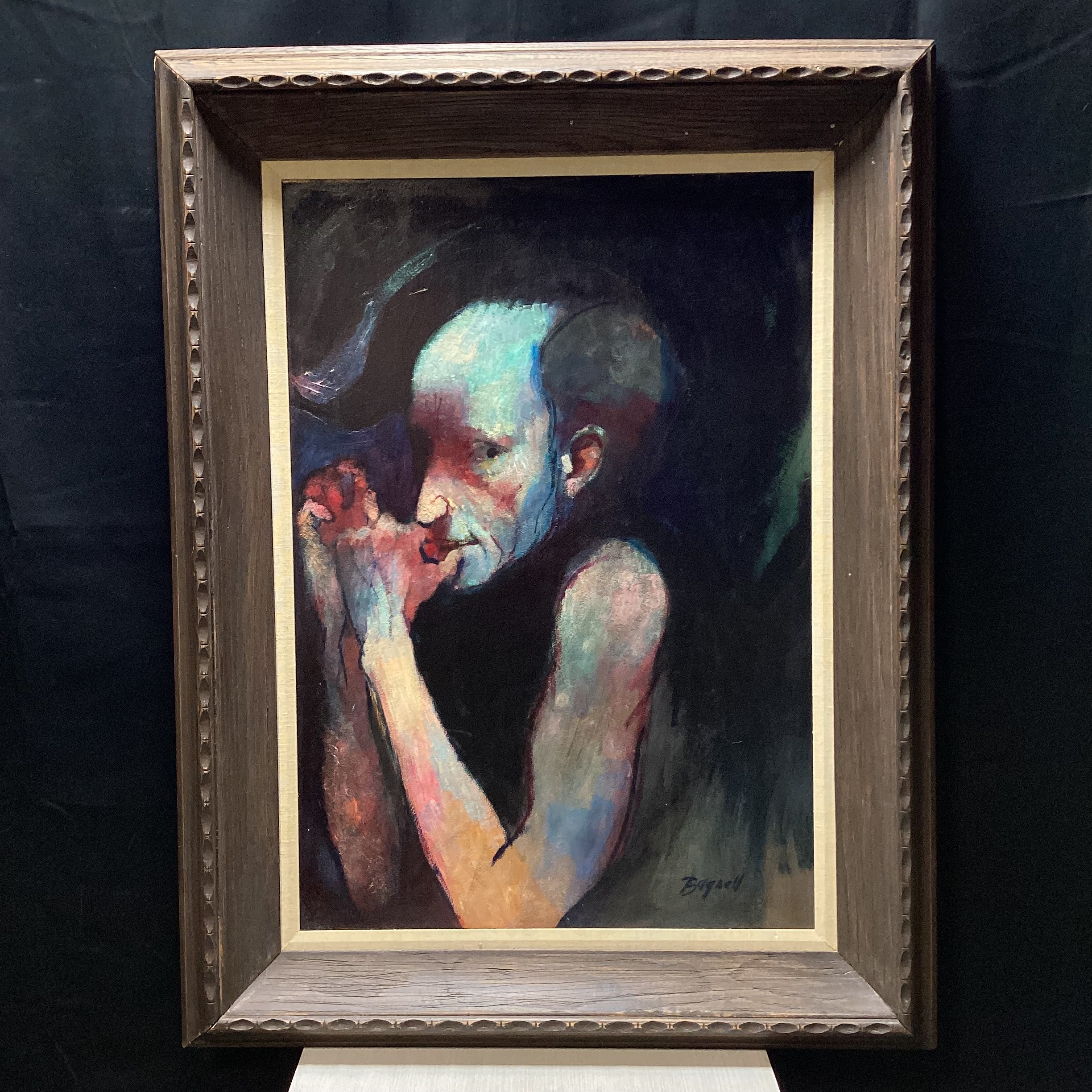 Steve Bagnell Signed Original Male Portrait In Wooden Frame 32.5" x 42.5"