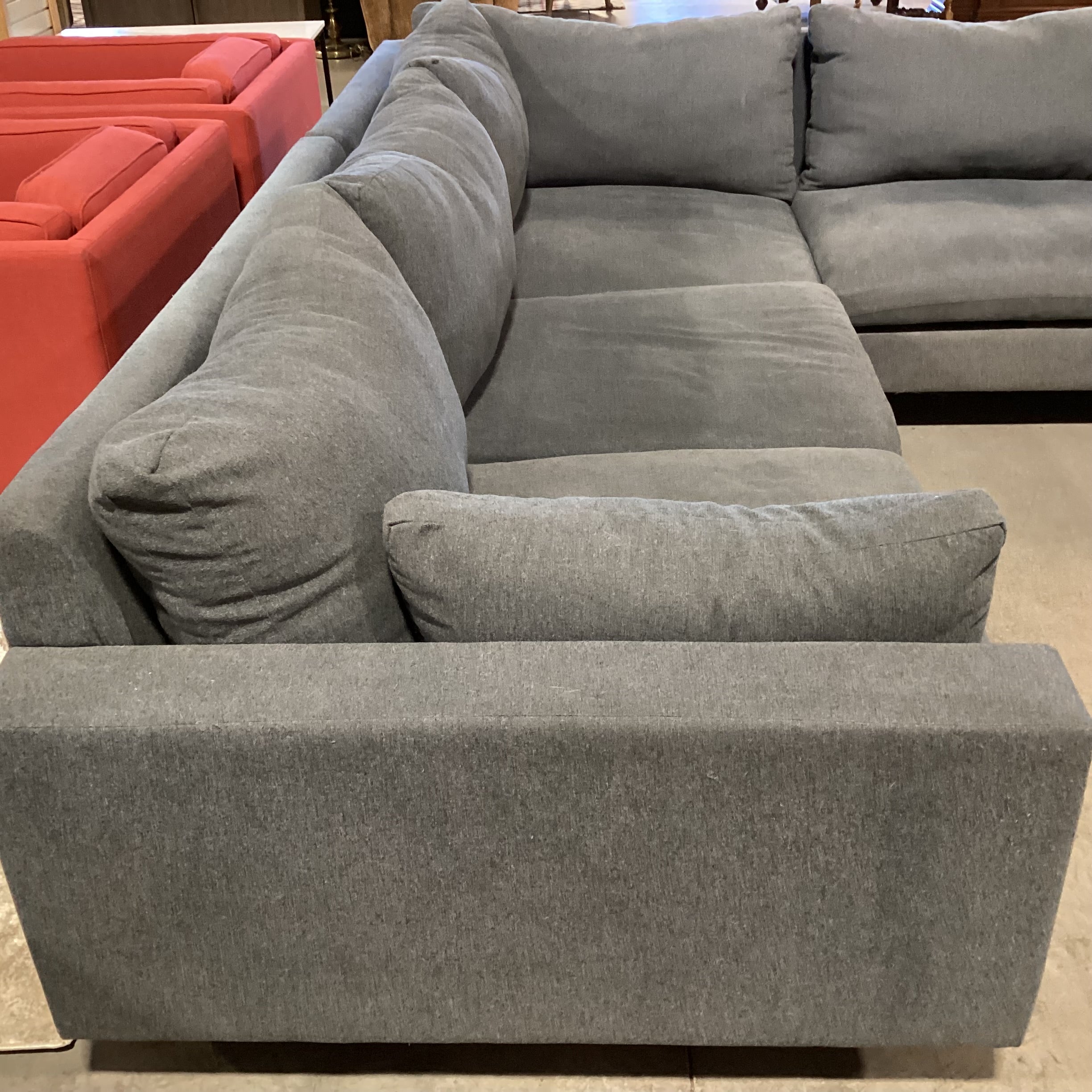 West Elm Harmony Dark Grey 3 Piece Sectional 110"x 120"x 42"x 28.5"