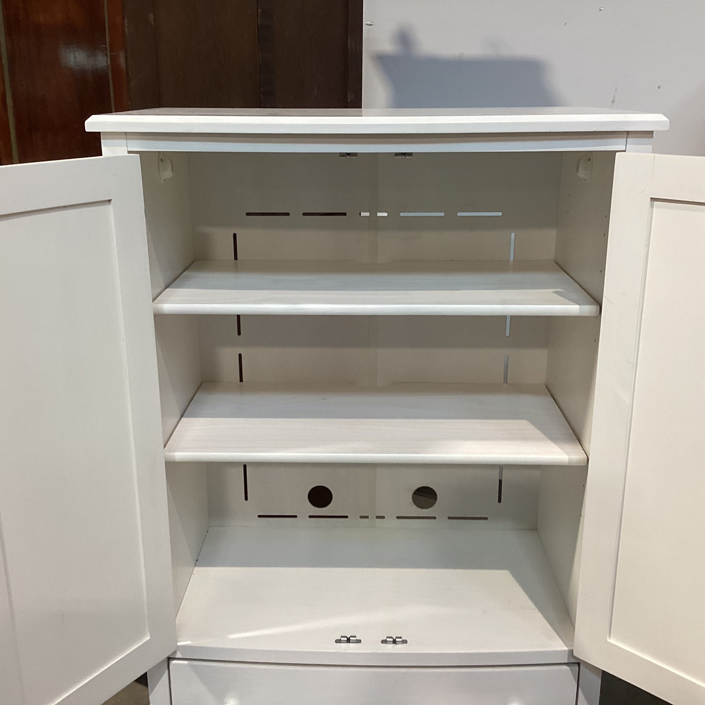 White Washed Wood 2 Drawer 2 Door with Shelves Wardrobe Armoire 36"x 19"x 63"