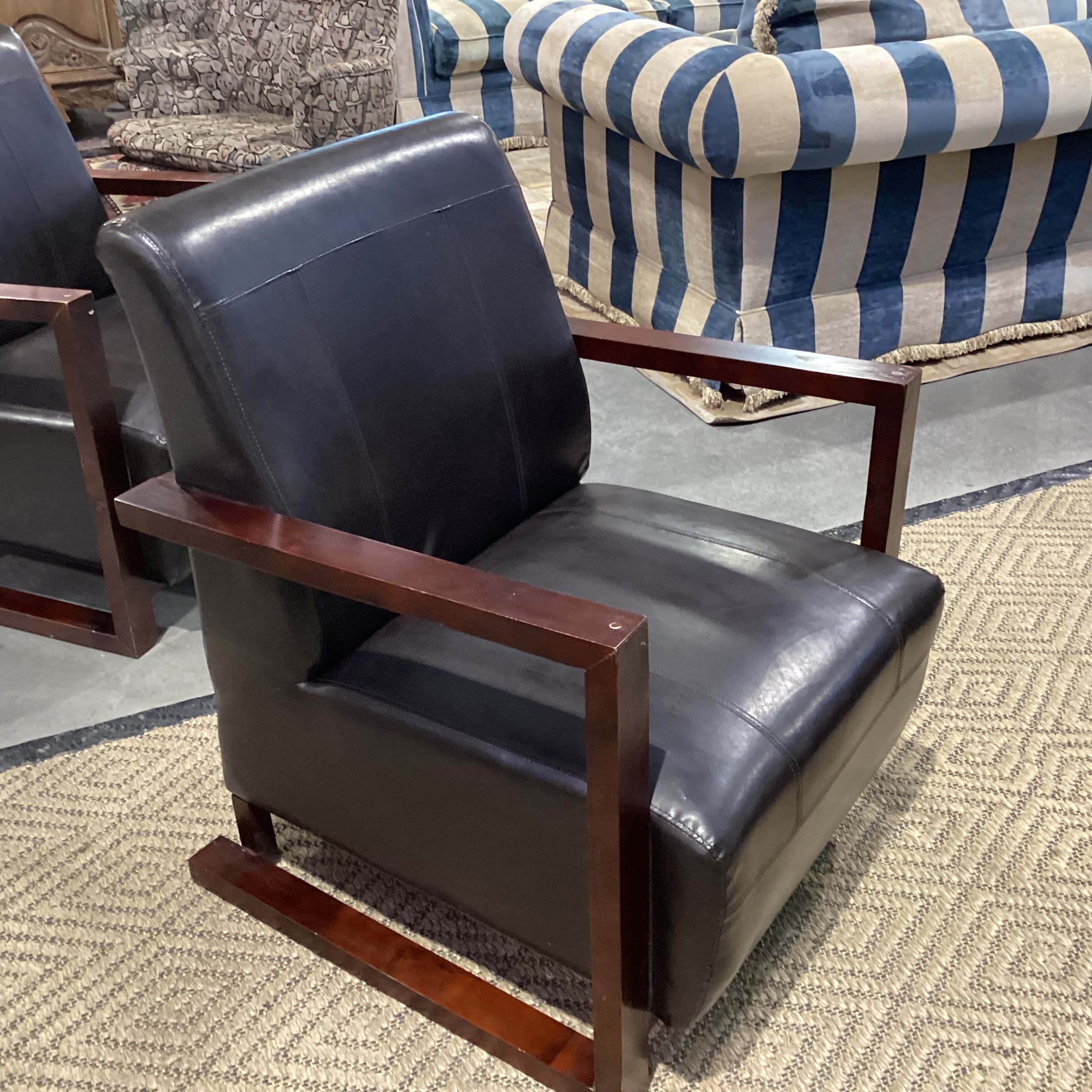 Faux Leather & Wood Chair 28"x 30"x 34"