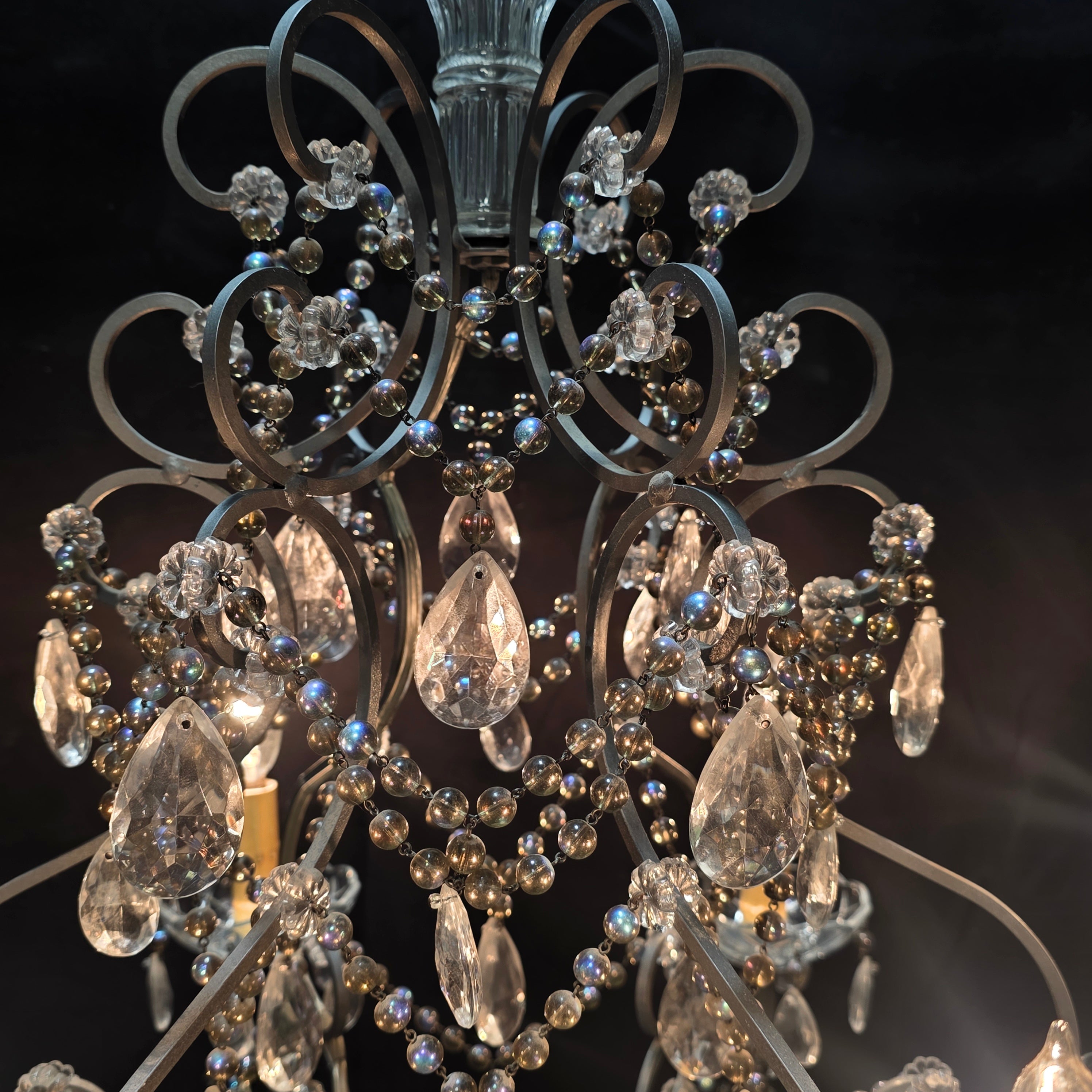 1950's Italian Glass Drop Chandelier 23.5"Dx33"