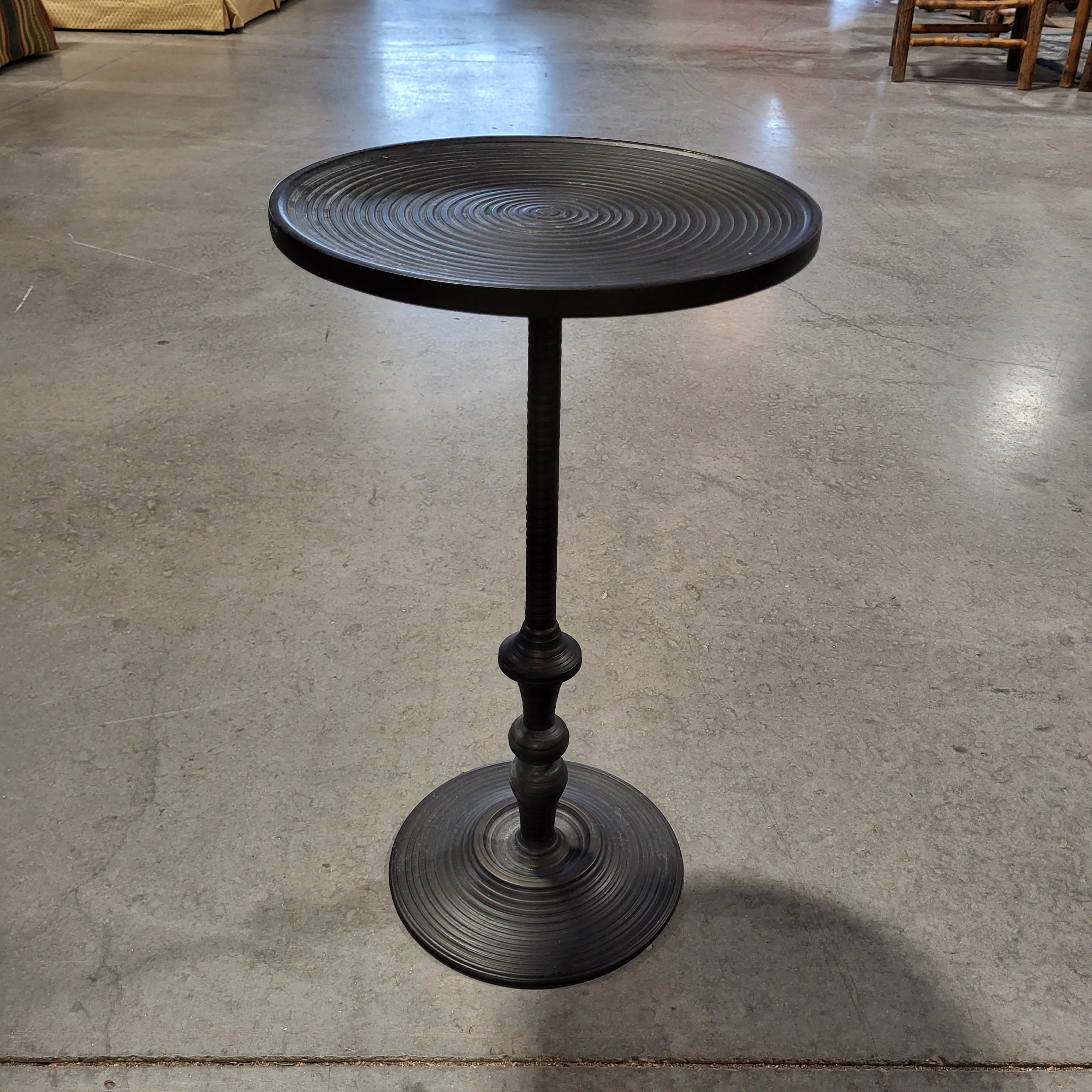 Crate & Barrel Sadie Drink Dark Metal Accent Table 12" Diameter x 21"