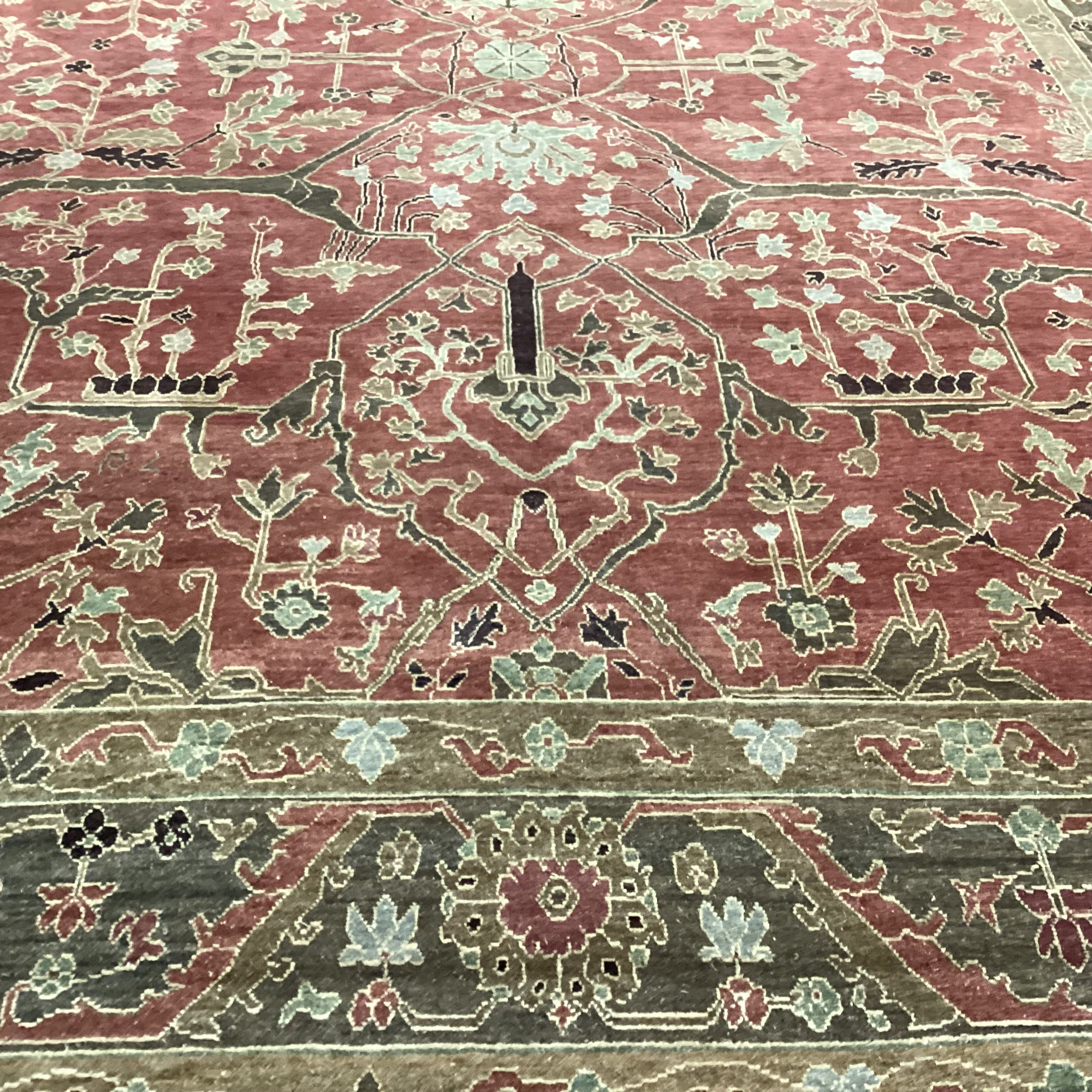 Tufenkian Tibetan Armenian Rust Taupe Brown Hand Woven Wool Rug 12'x 15'8"