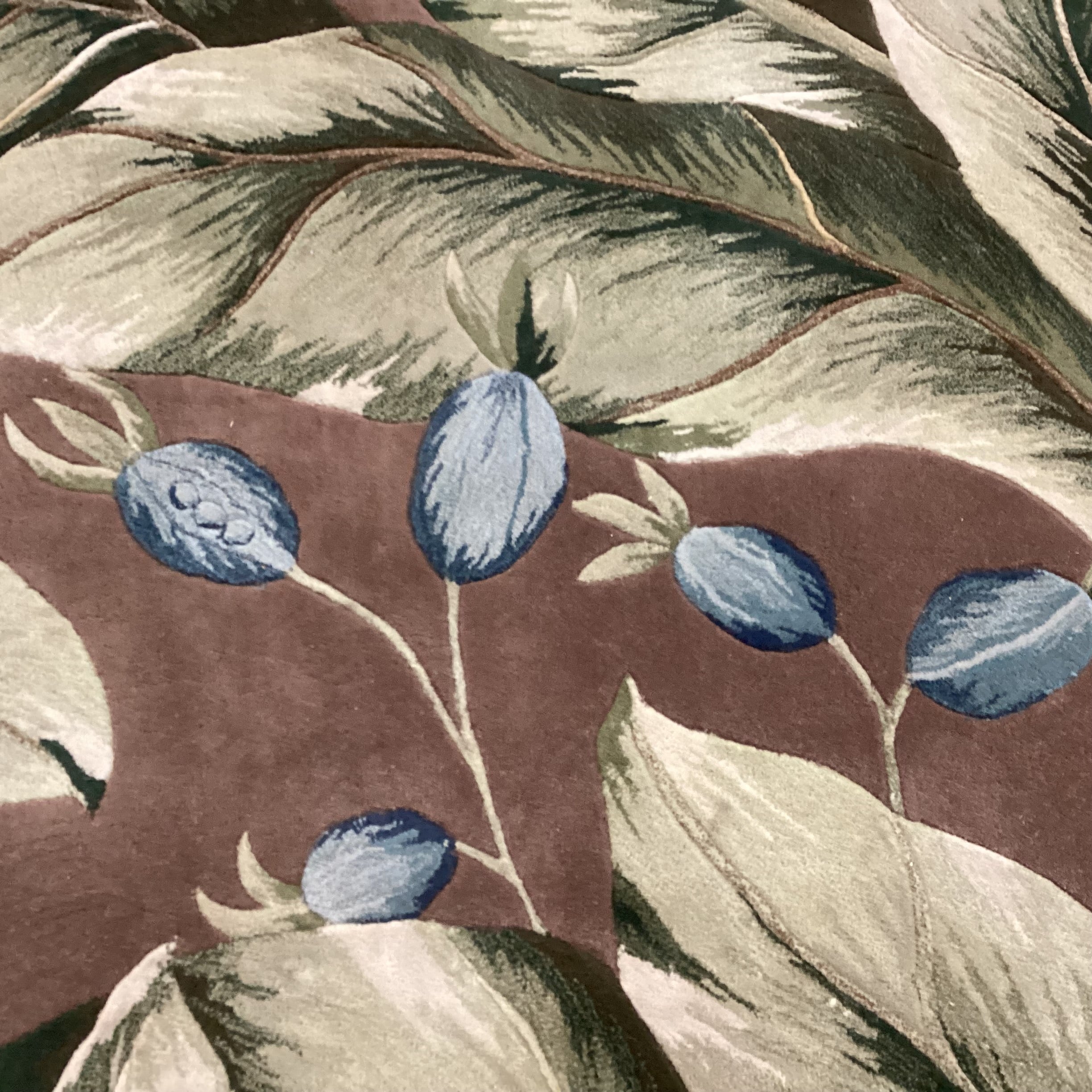 Nourison Tropics Collection Taupe & Green Tropical Floral Premium Quality Wool Rug 8'x 11'