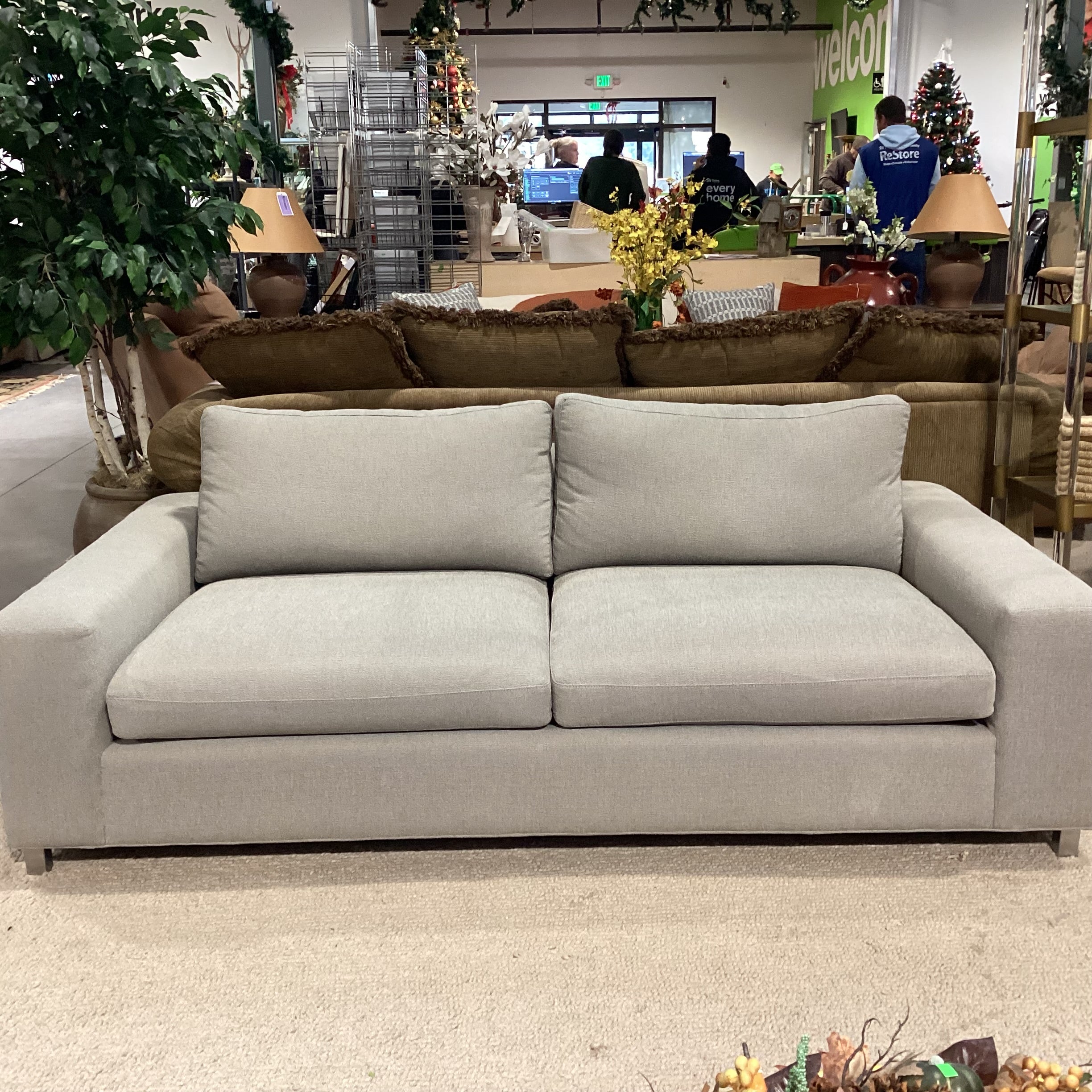 Room & Board Grey Woven Track Arm Modern Sofa 80"x 42"x 24"