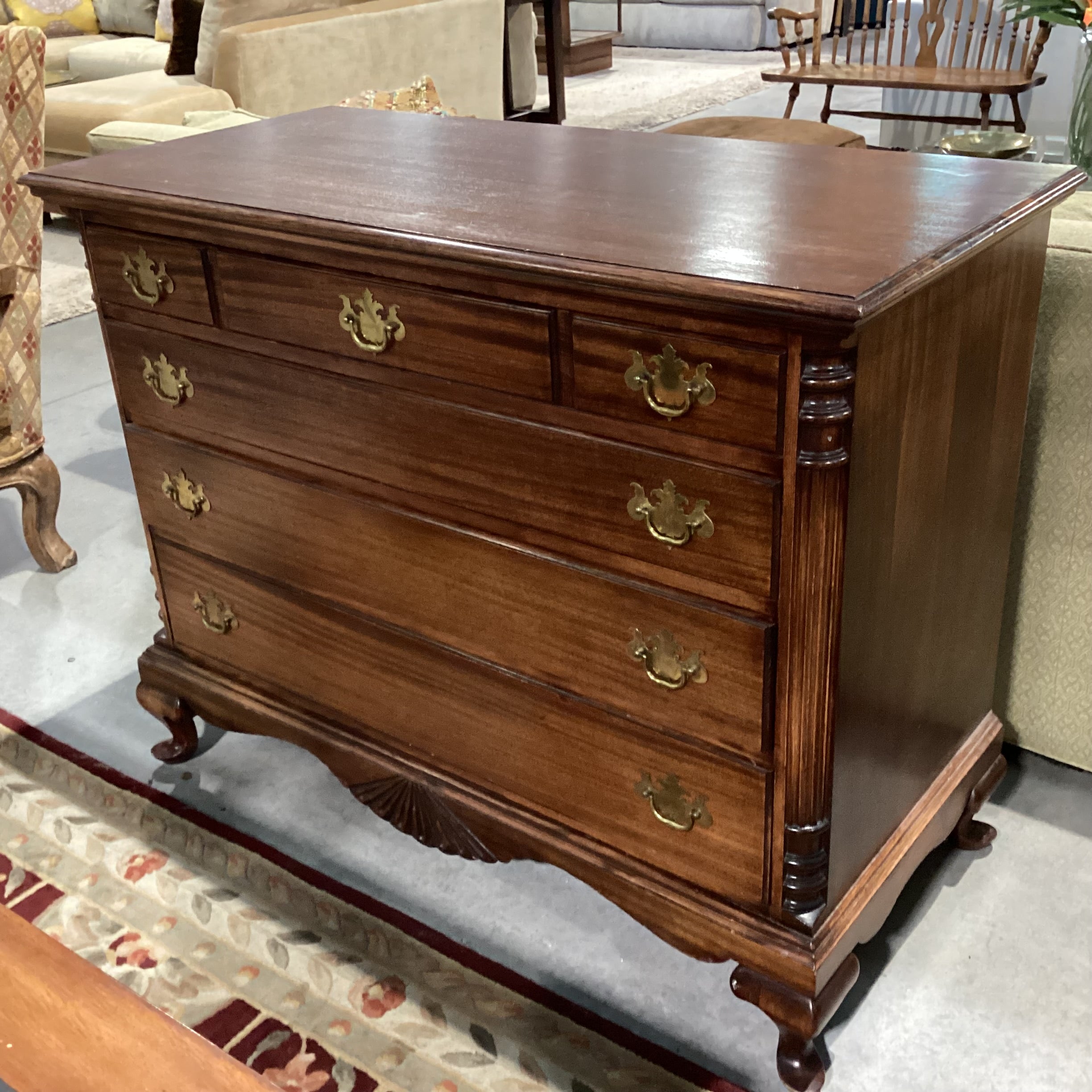 Antique Finished Mahogany 4 Drawer Chest 45"x 21"x 36"