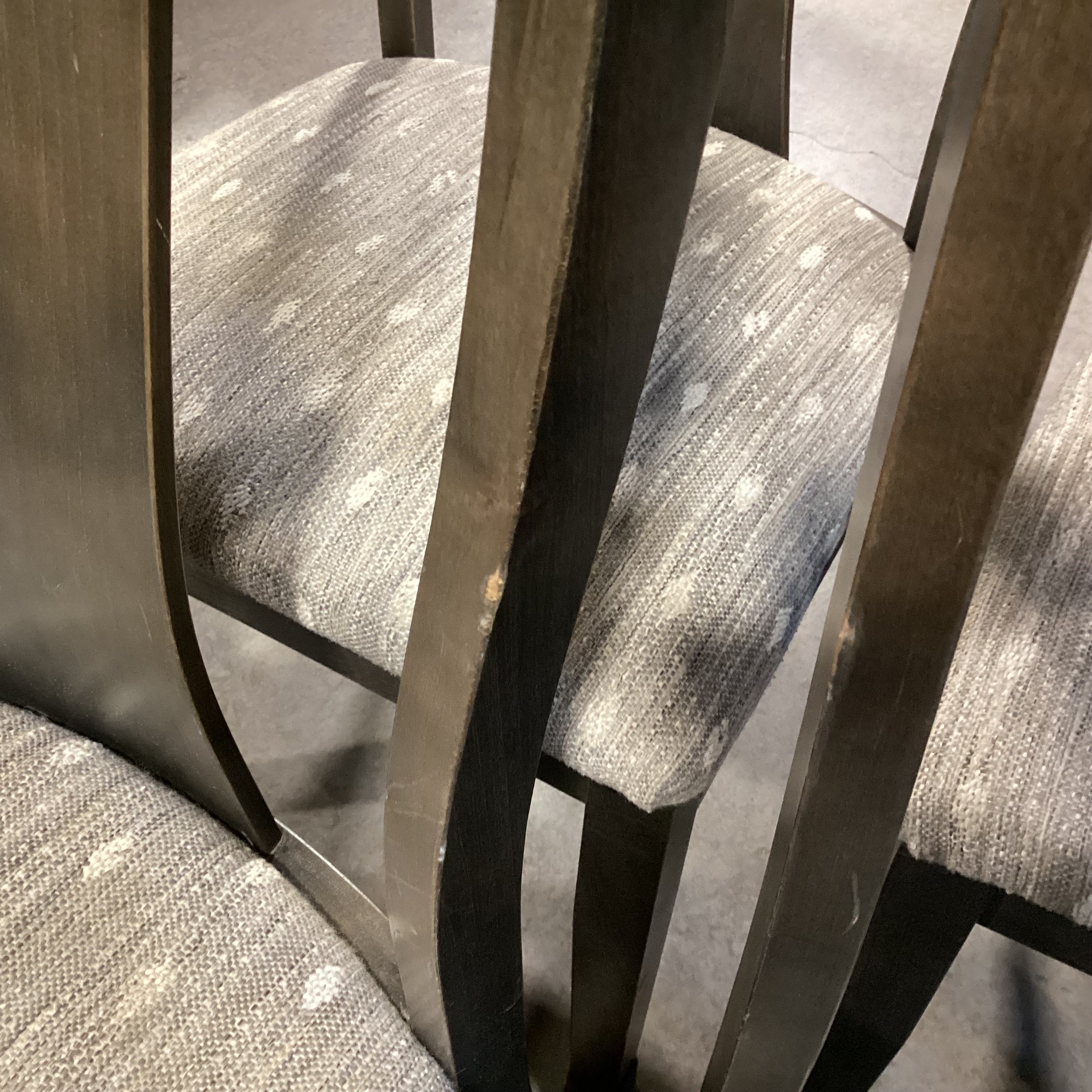 SET of 4 Bassett Dark Washed Finish Wood & Grey Cream Woven Seat Dining Chairs 19"x 20"x 42"