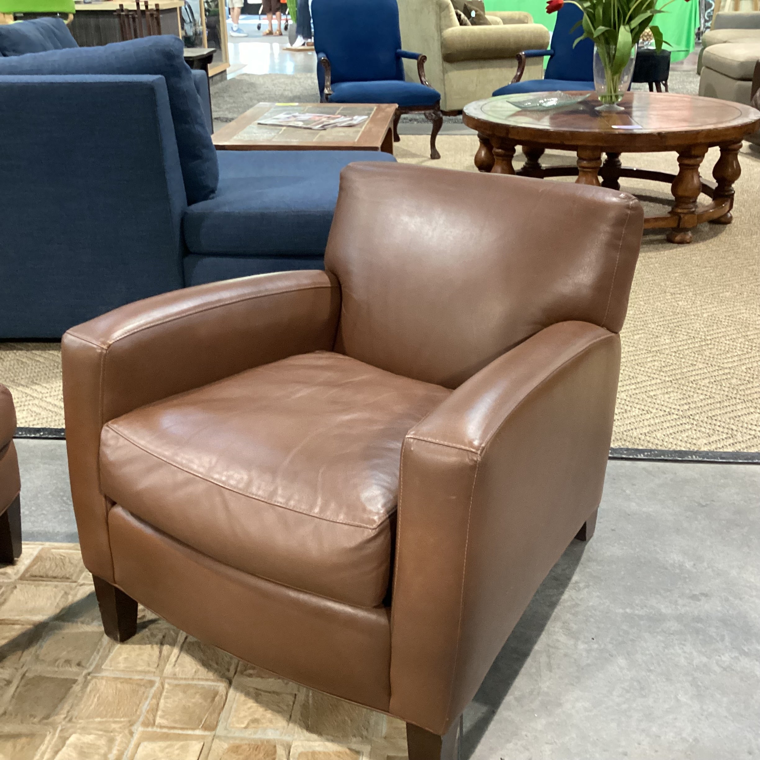 Room & Board Brown Leather Club Chair 31"x 33"x 30"
