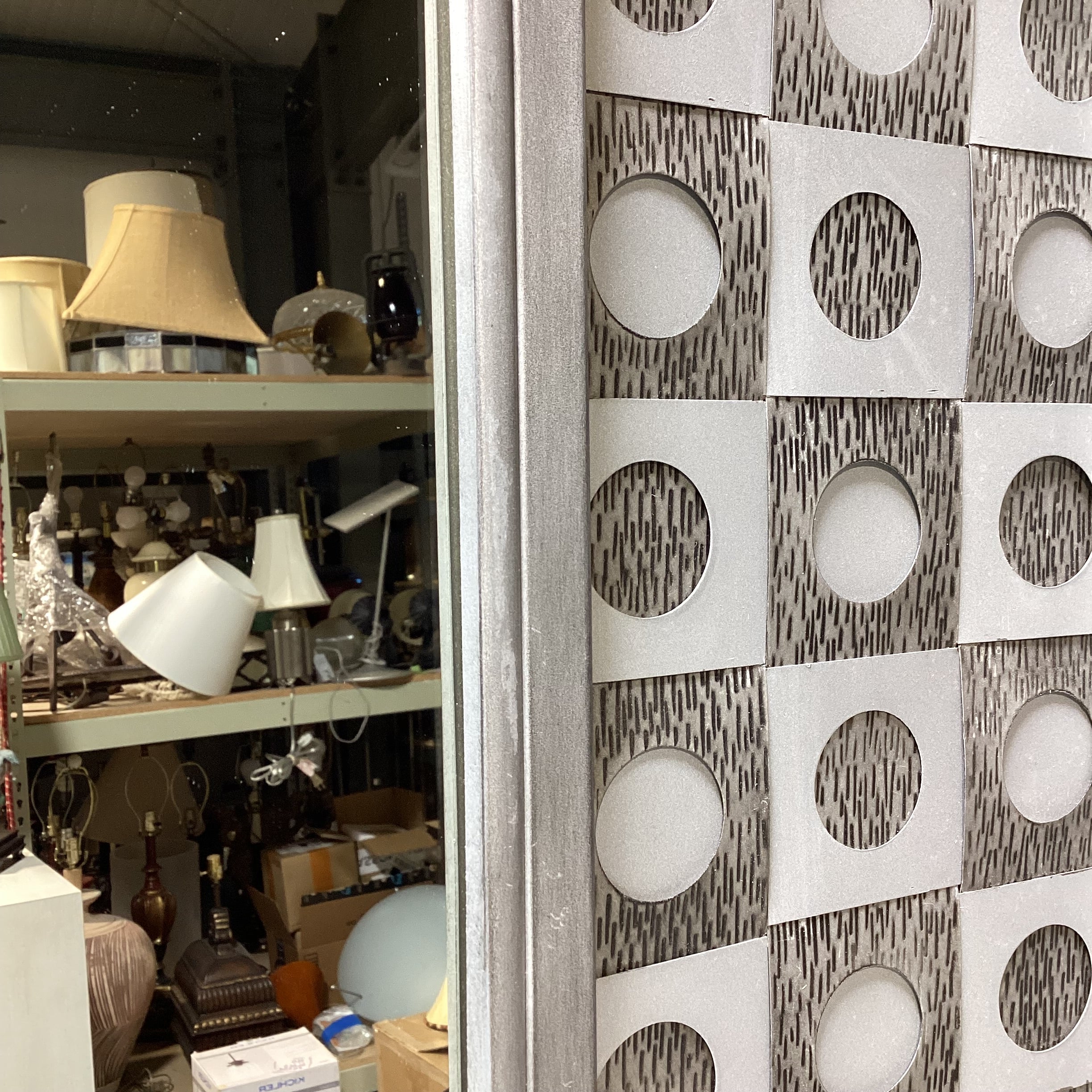 MCM Inspired Silver Geometric Wall Mirror 31" x 31"