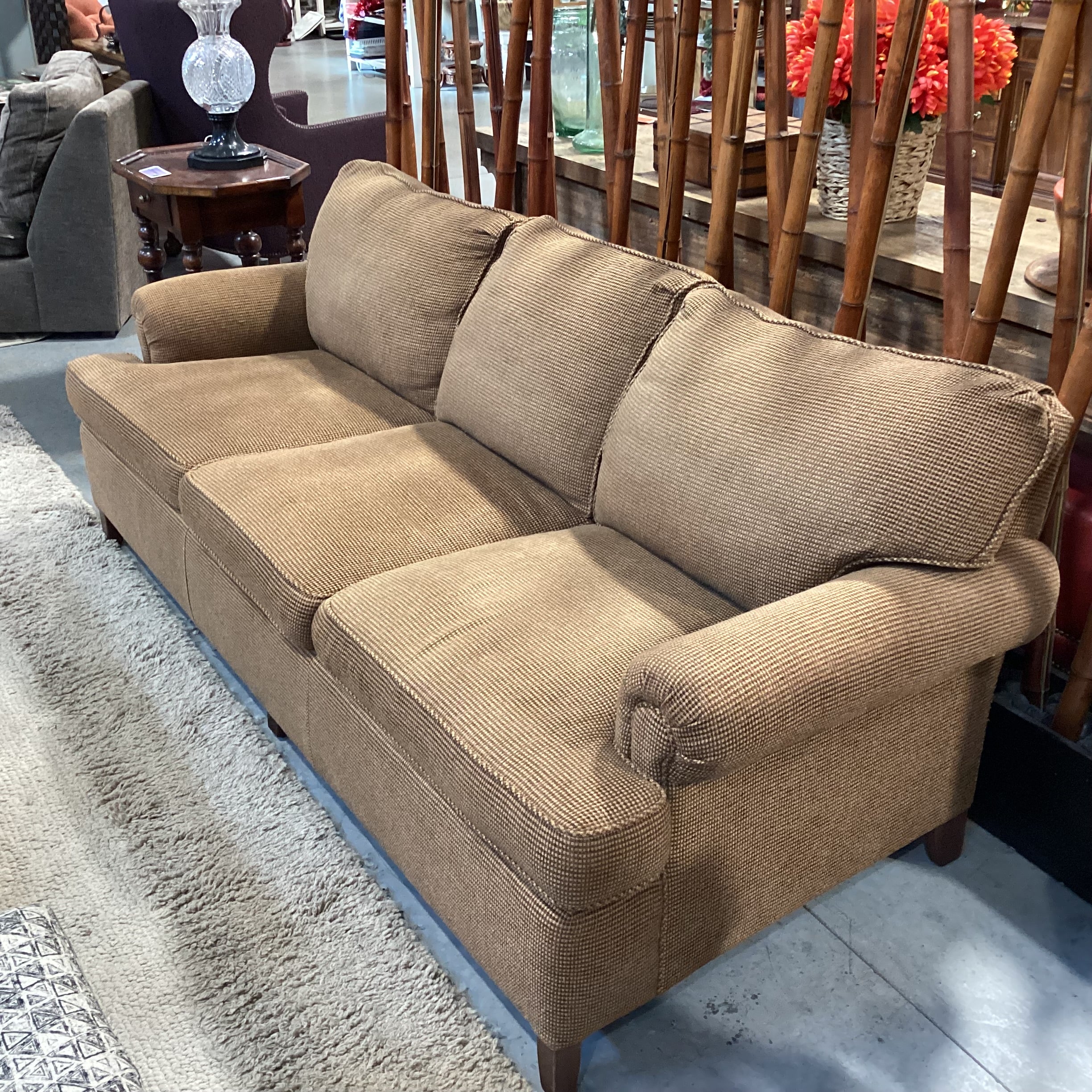 Brown & Tan Wool Blend Woven Sofa 84"x 35"x 32"