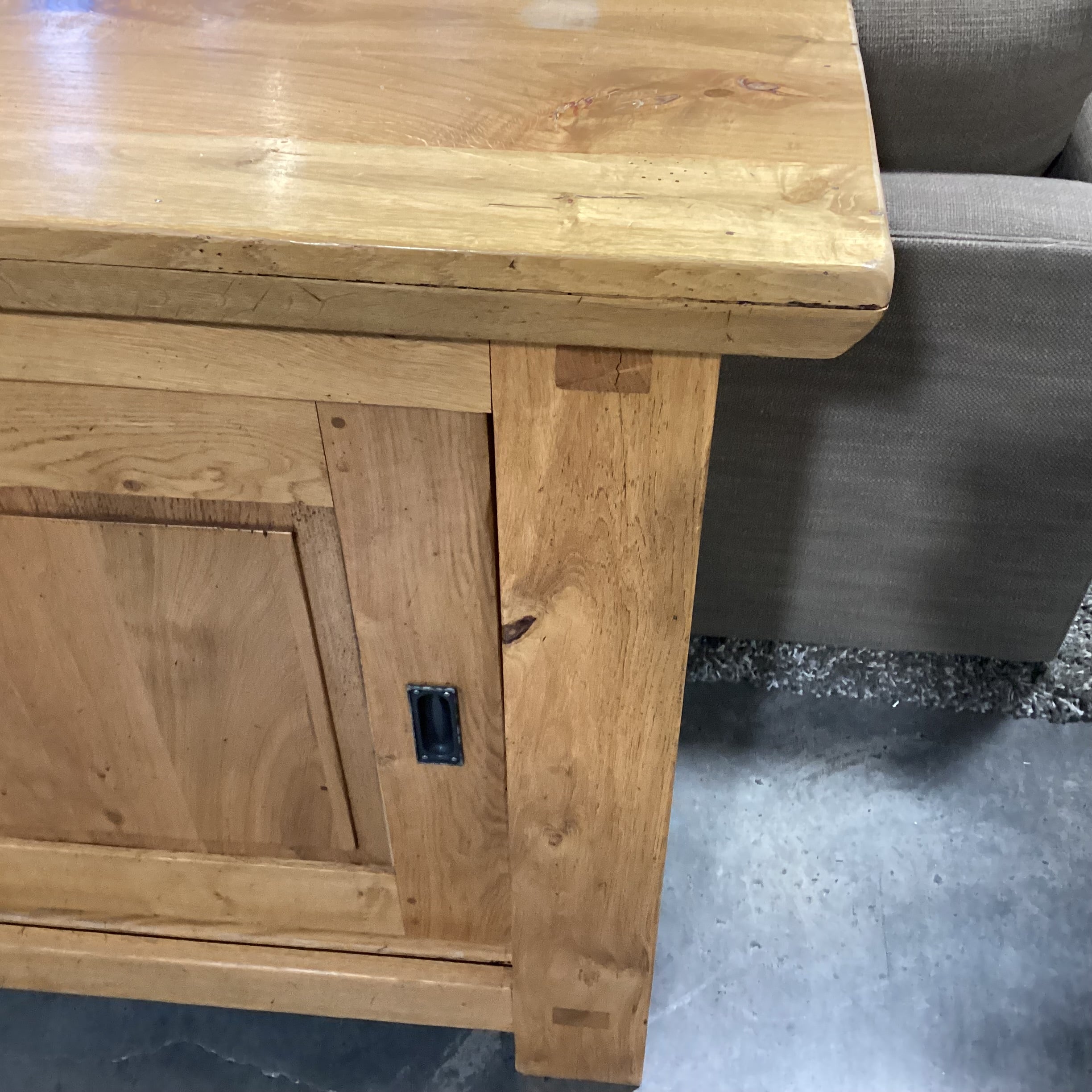 Williams Sonoma Solid French Oak 3 Sliding Doors Shelves & 2 Drawers Mendocino Sideboard 81"x 21.5"x 36.5"