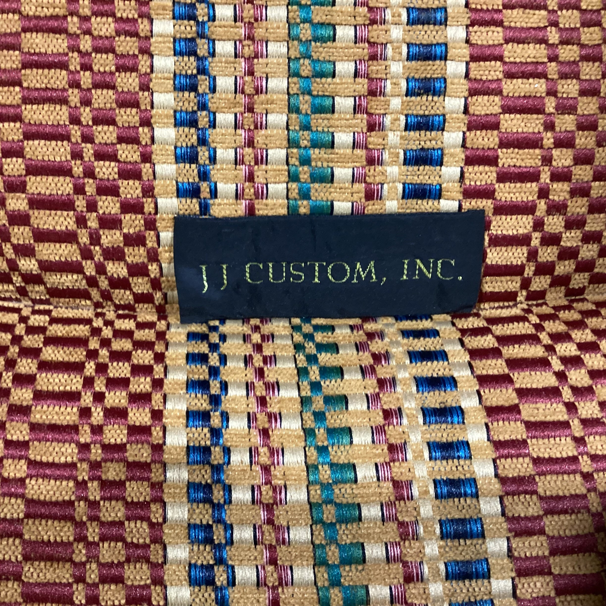 JJ Custom Gold Rust Green Blue Woven Ribbon Stripe Chair 40"x 35"x 42"