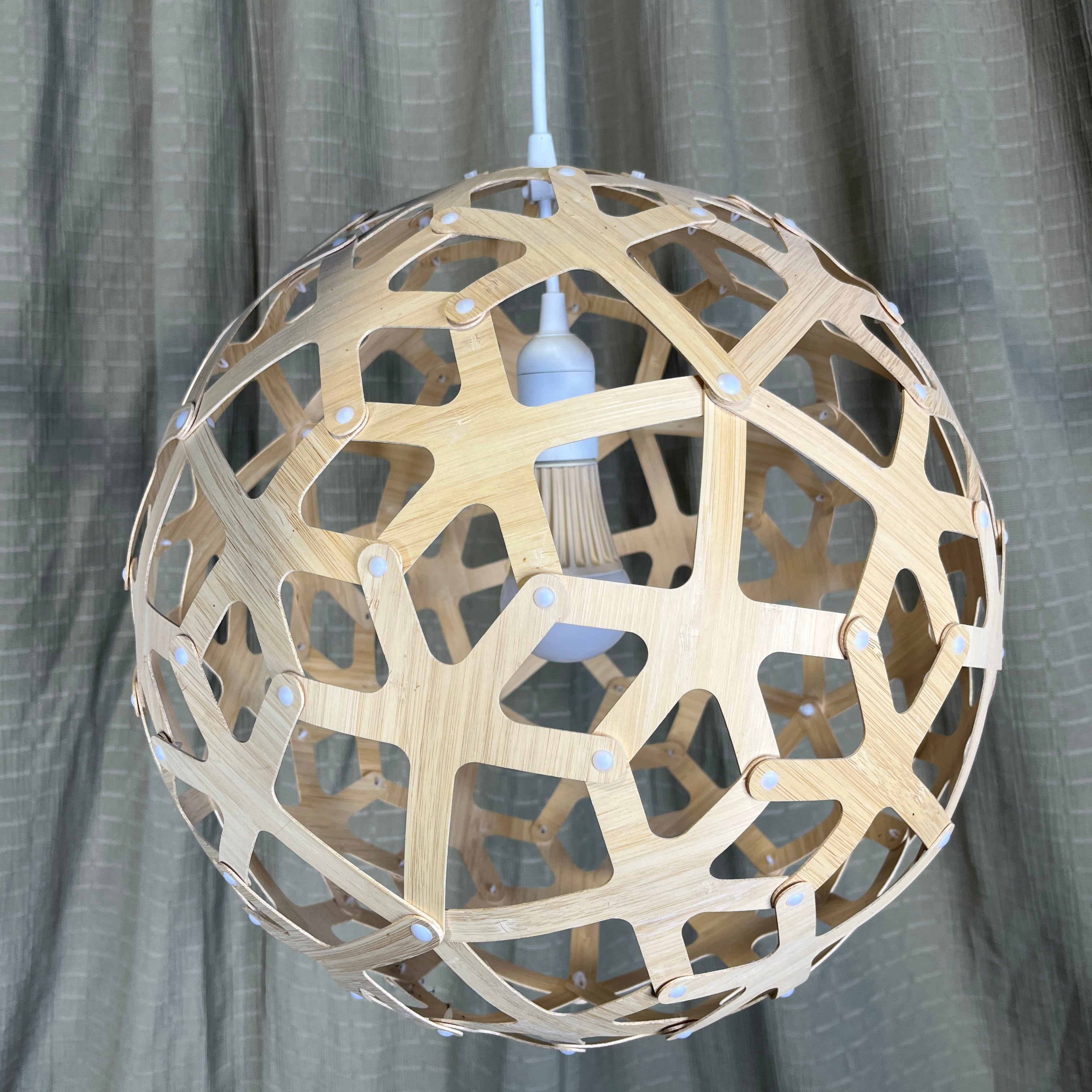 David Trubridge Coral 1-Light Floral Geometric Bamboo Sphere Ceiling Pendant 16" Diameter x 42"