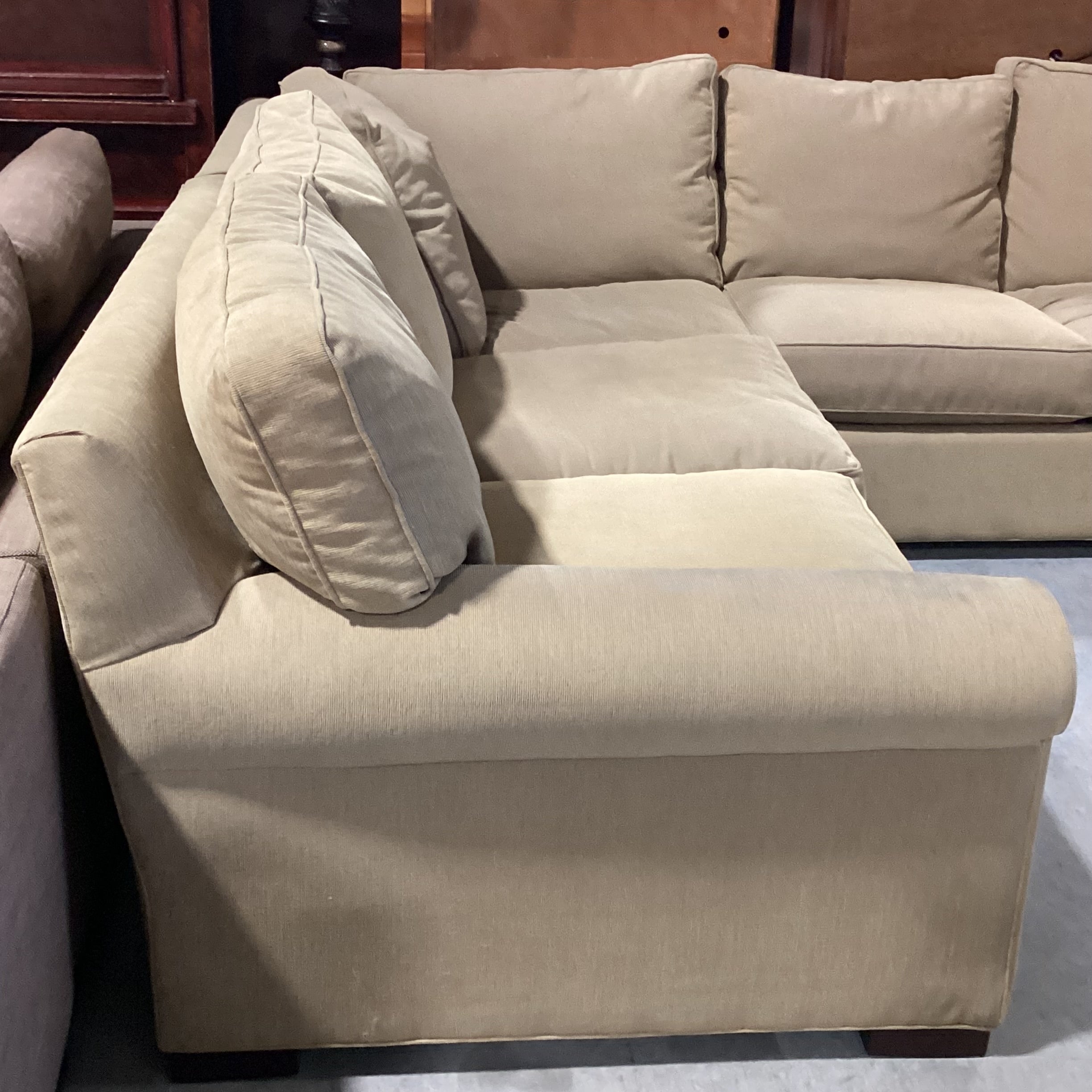 Room & Board McCreary Modern Beige Ribbed Texture Woven 3 Piece Sectional 103"x 103"x 42"x 31"