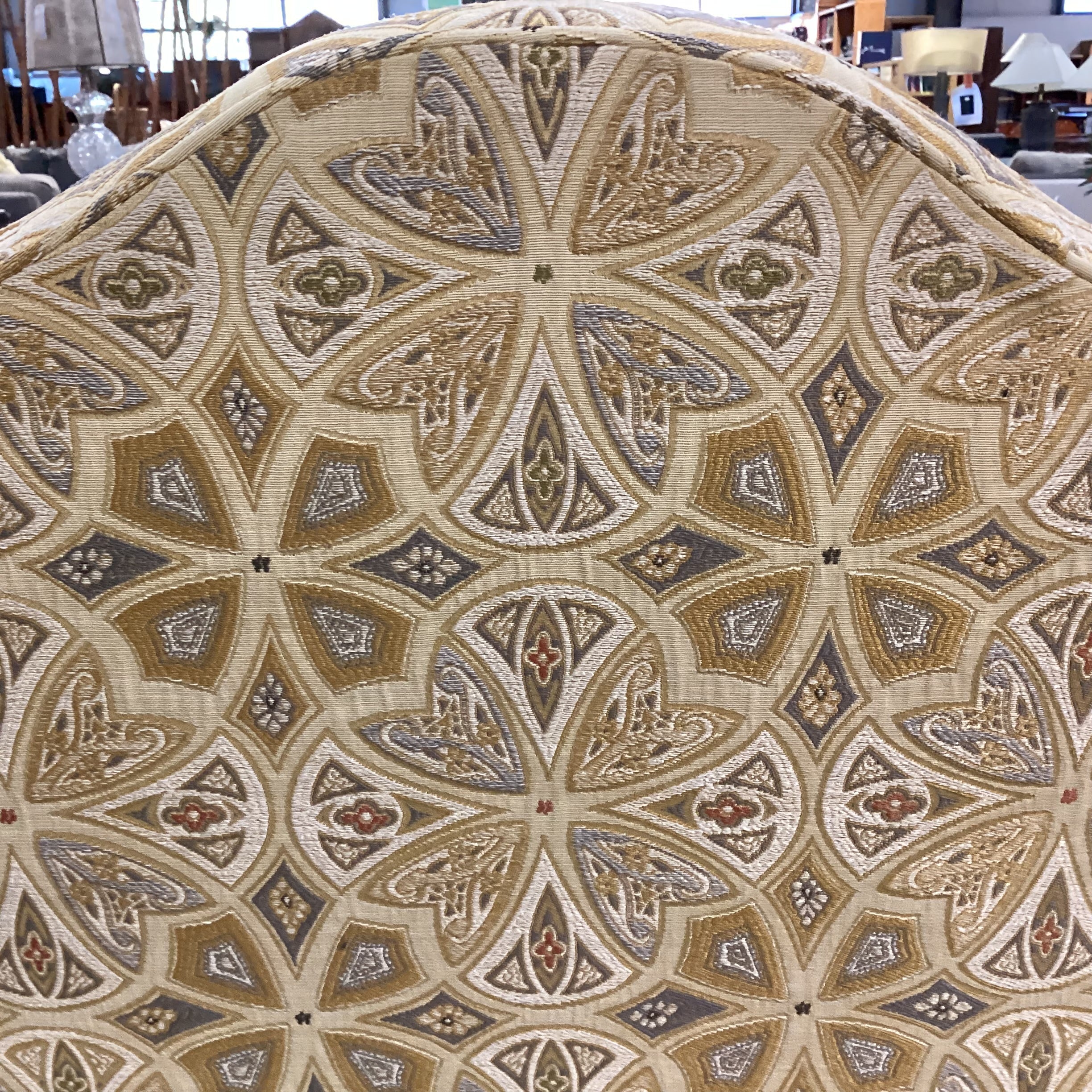 Tomlinson Erwin Gold Tones Raised Stitched Design with Wood Handles on Casters Chair 29"x 25"x 44"