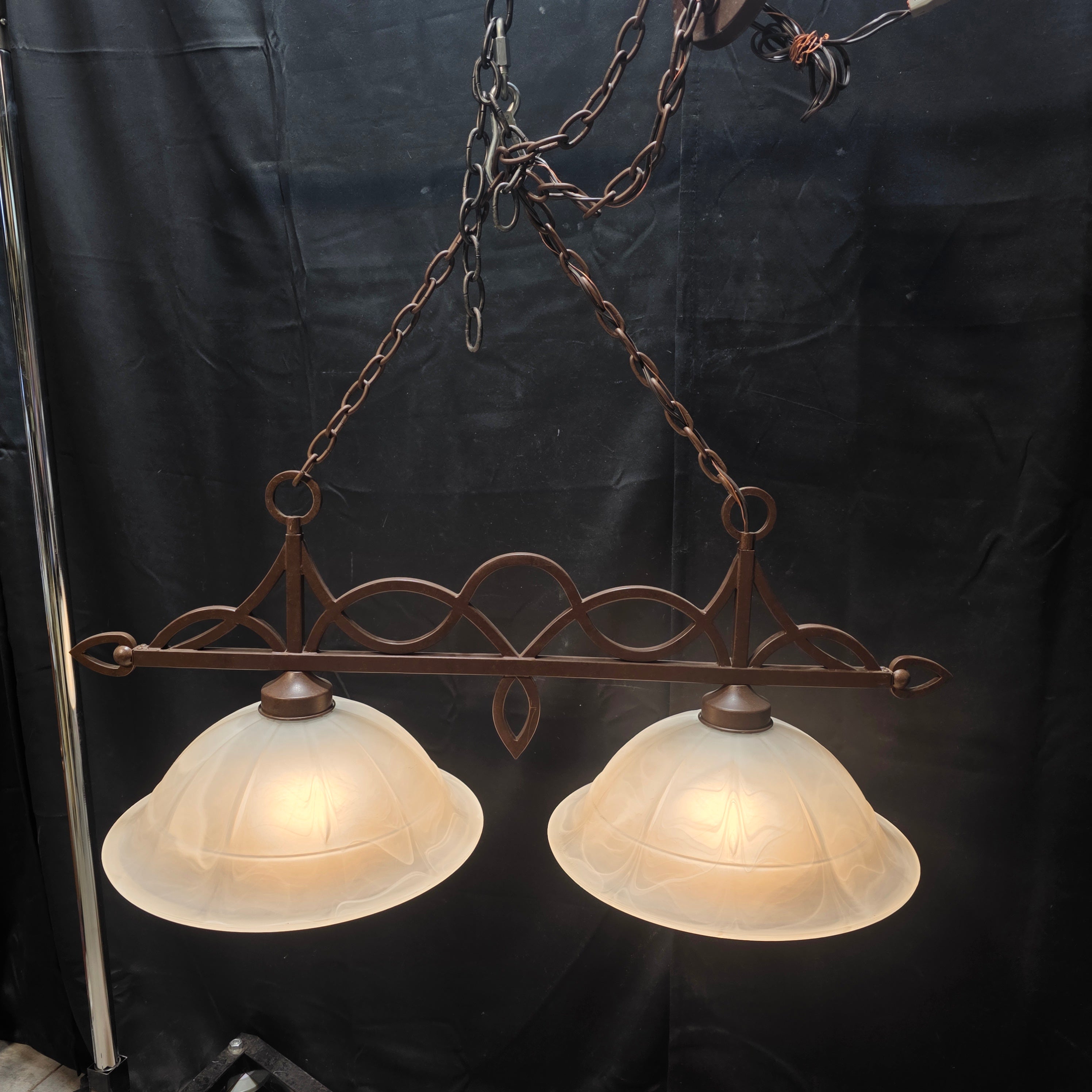 Two Light Bronzed Chandelier 38"x18"x42"