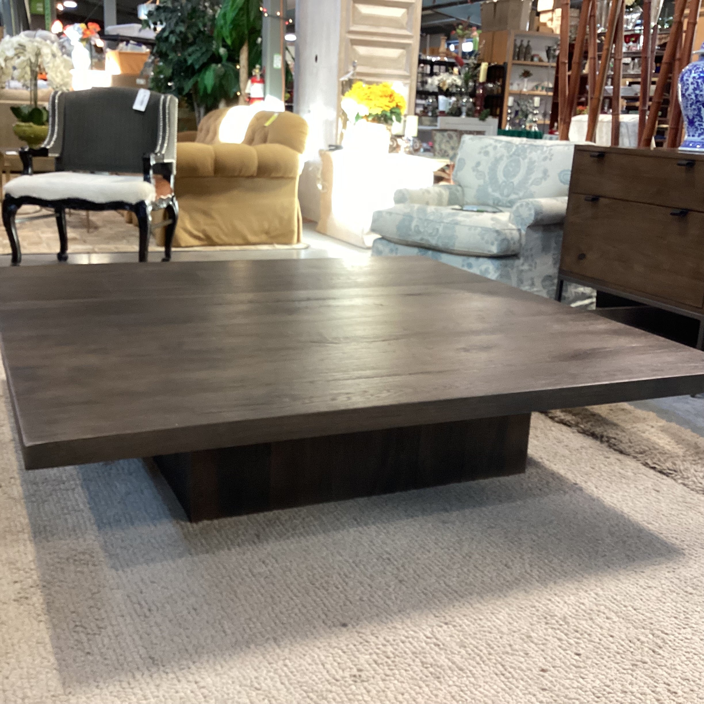 Restoration Hardware Reclaimed Finish Oak Plinth Square Coffee Table 60"x 60"x 14"