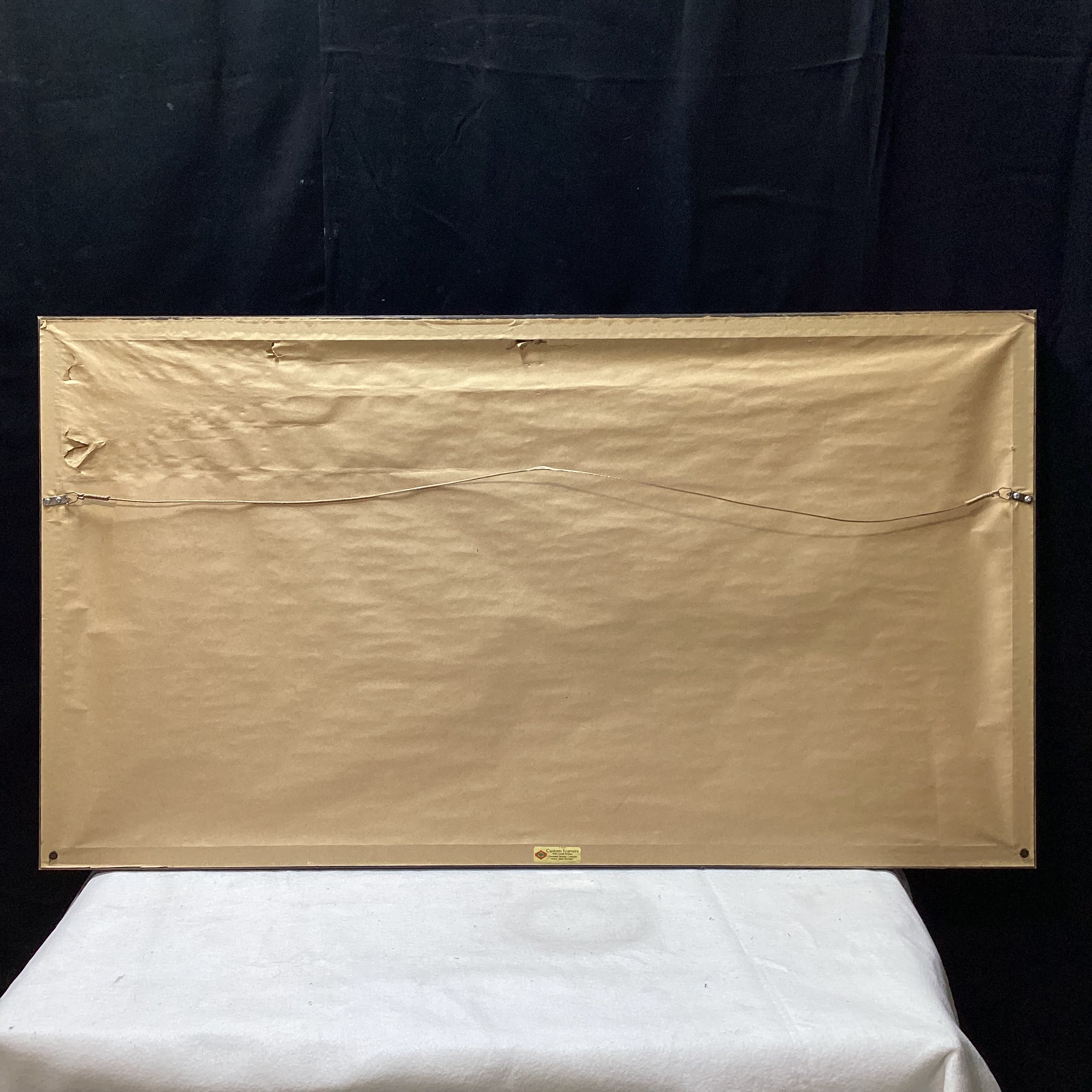 Vintage Kuba Shoowa Cloths In Black Frame 26.5" x 47.5"