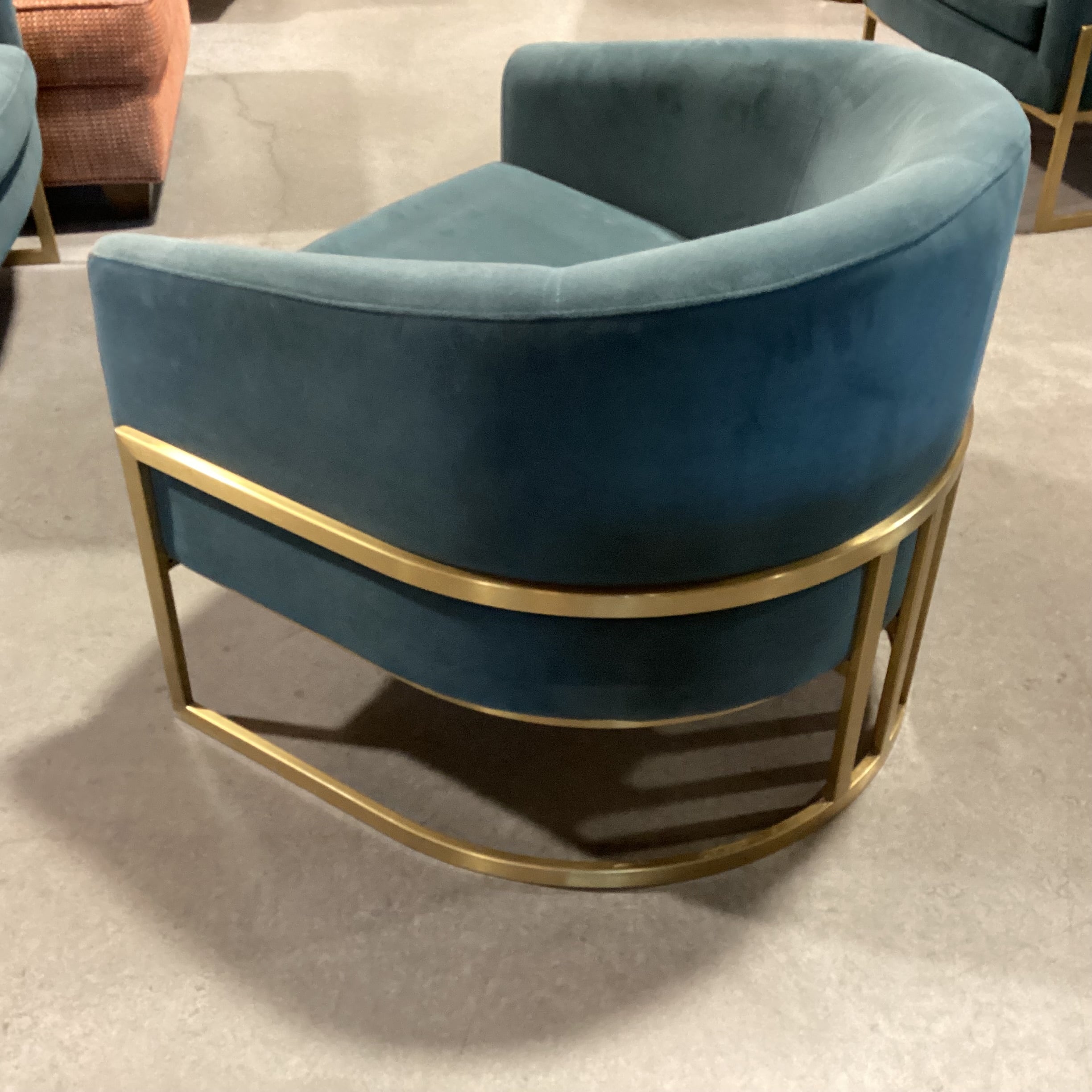 Four Hands Corbin Green Velvet & Gold Metal Modern Chair 28"x 28"x 26"
