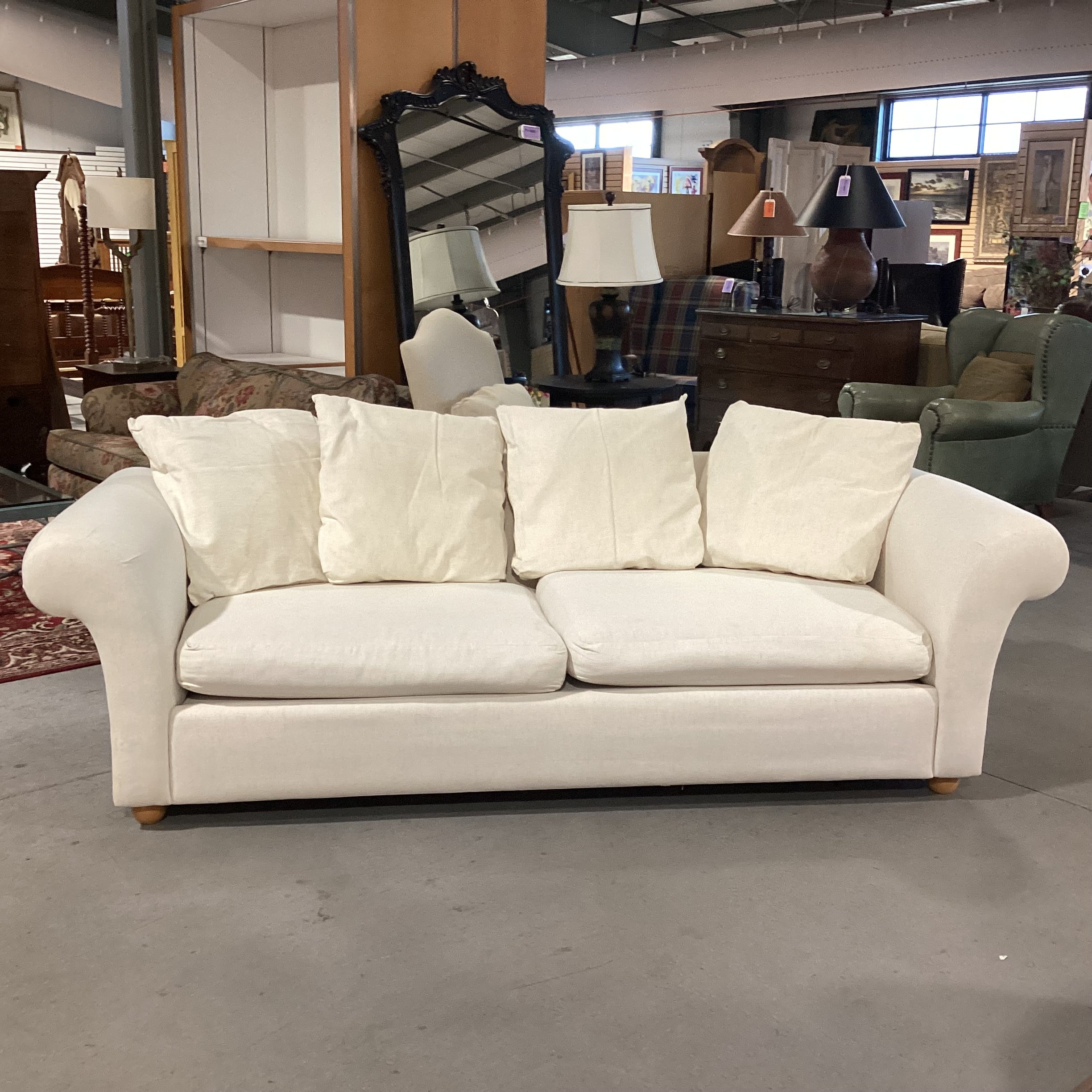 Pottery Barn Natural Slipcovered Shell Sofa 96"x 37"x 30"