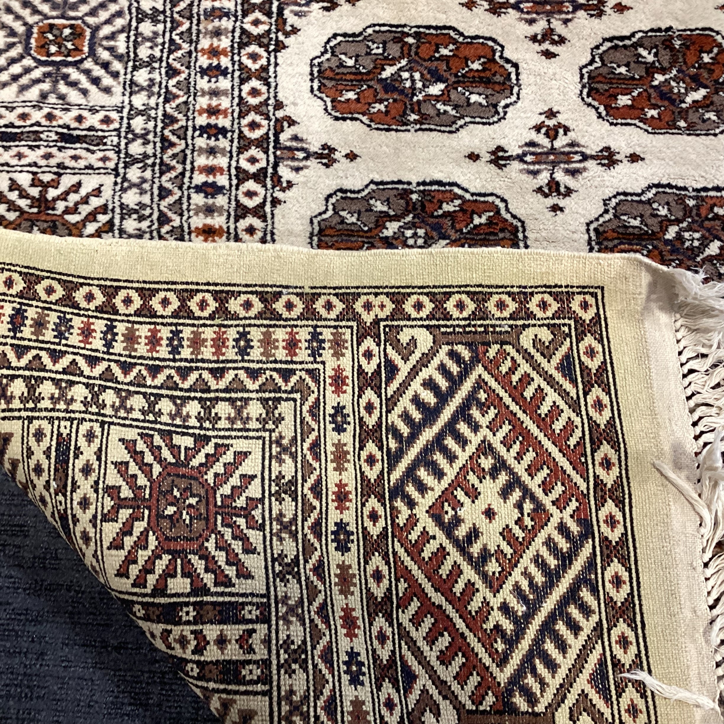 Bokhara Ivory Rust Brown Hand Woven Wool Rug 9'7"x 12'