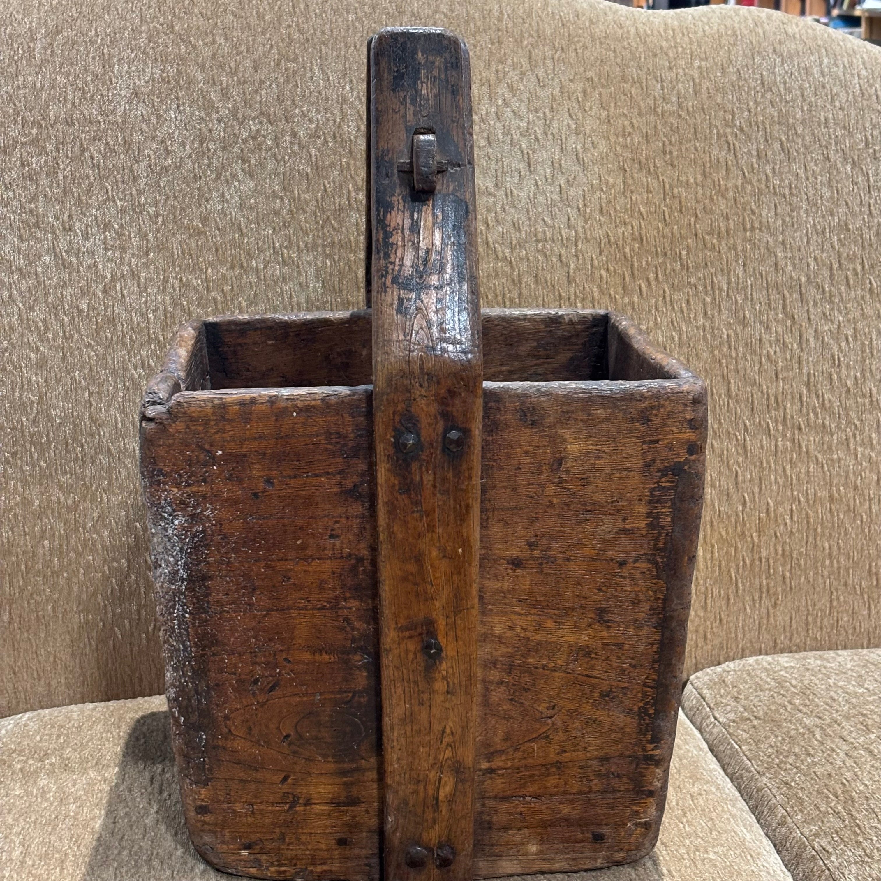 Antique Chinese Rice Bucket, 15" x 13" x 20"