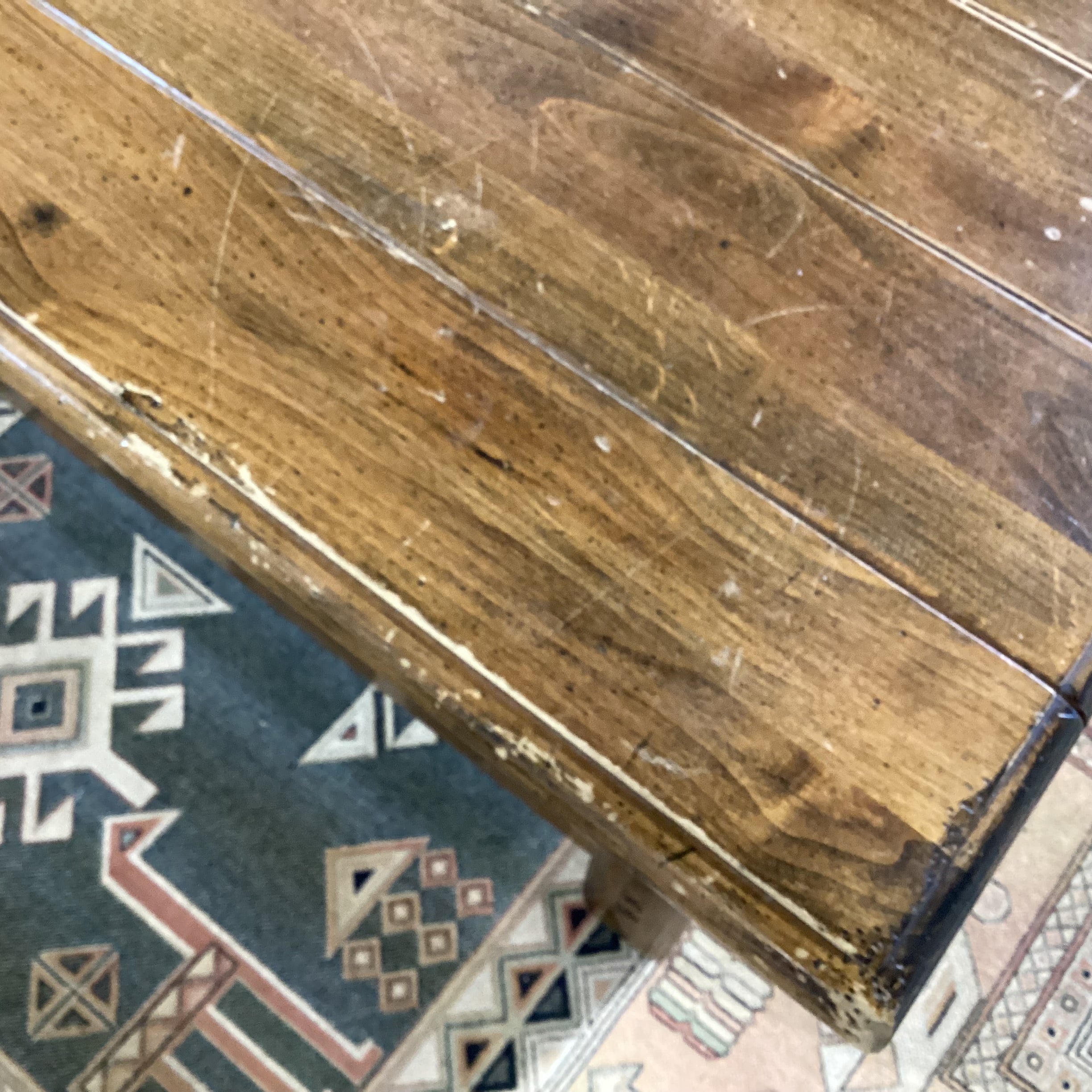 Distressed Finished Wood & Plank Coffee Table 50"x 30"x 17"