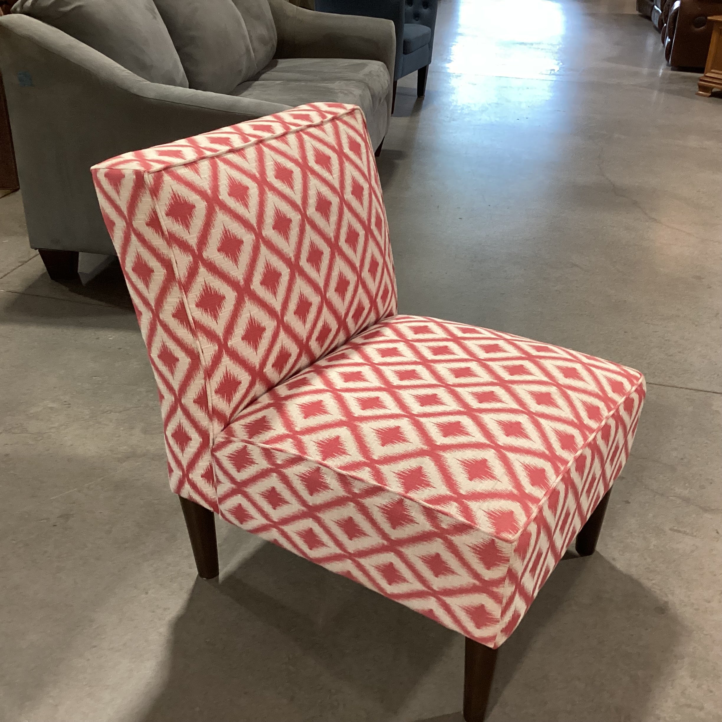 Raspberry Ikat Slipper Style Chair 25"x 31"x 31"