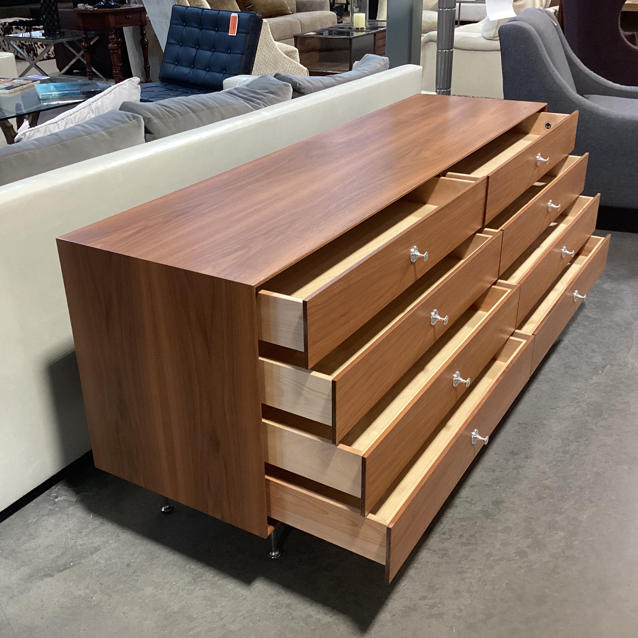 Herman Miller George Nelson Walnut Thin Edge 8 Drawer Dresser 67"x 19"x 29"