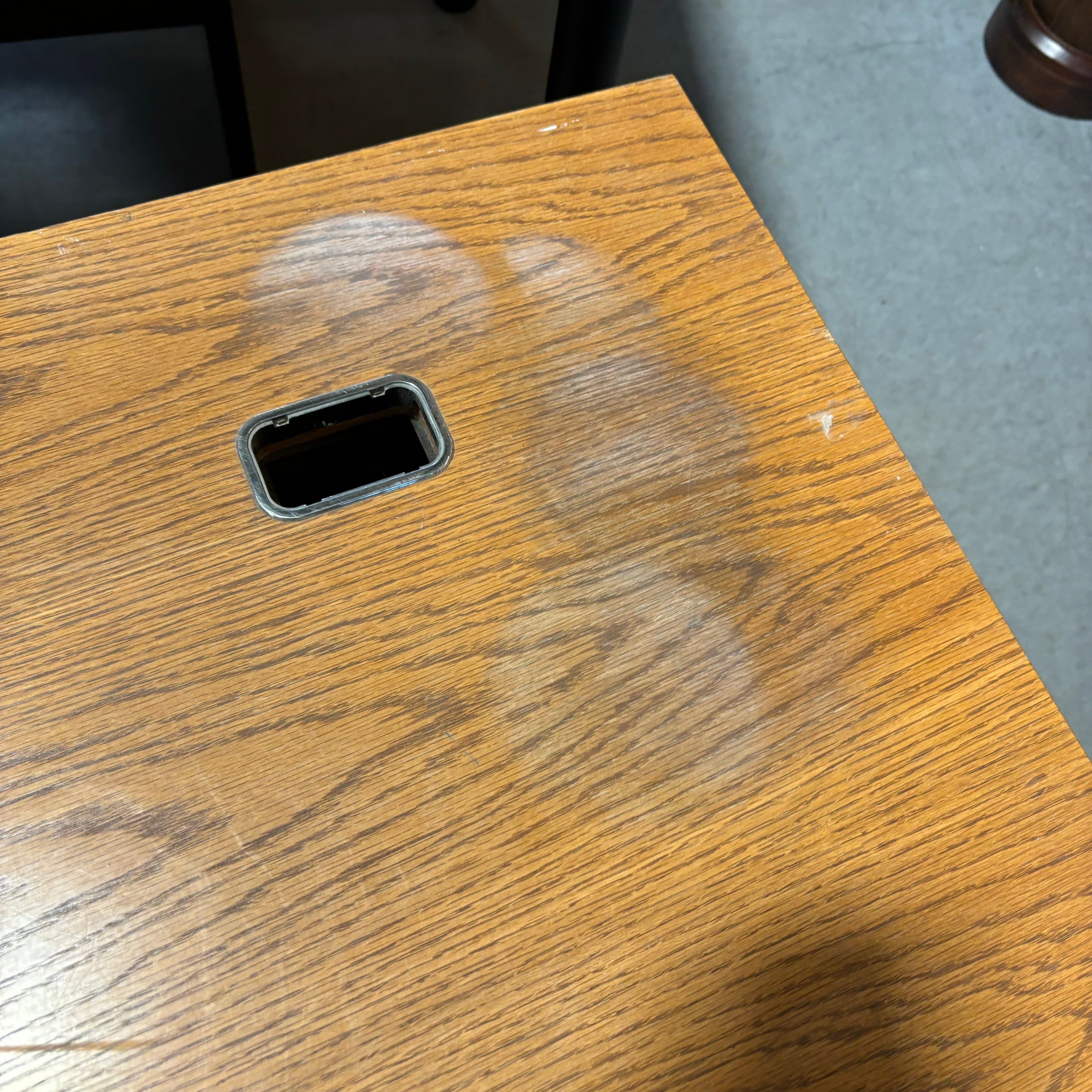 6 Drawer with Pullout Tray Solid Medium Finish Wood with Metal Toekick Desk 60"x 30"x 29"