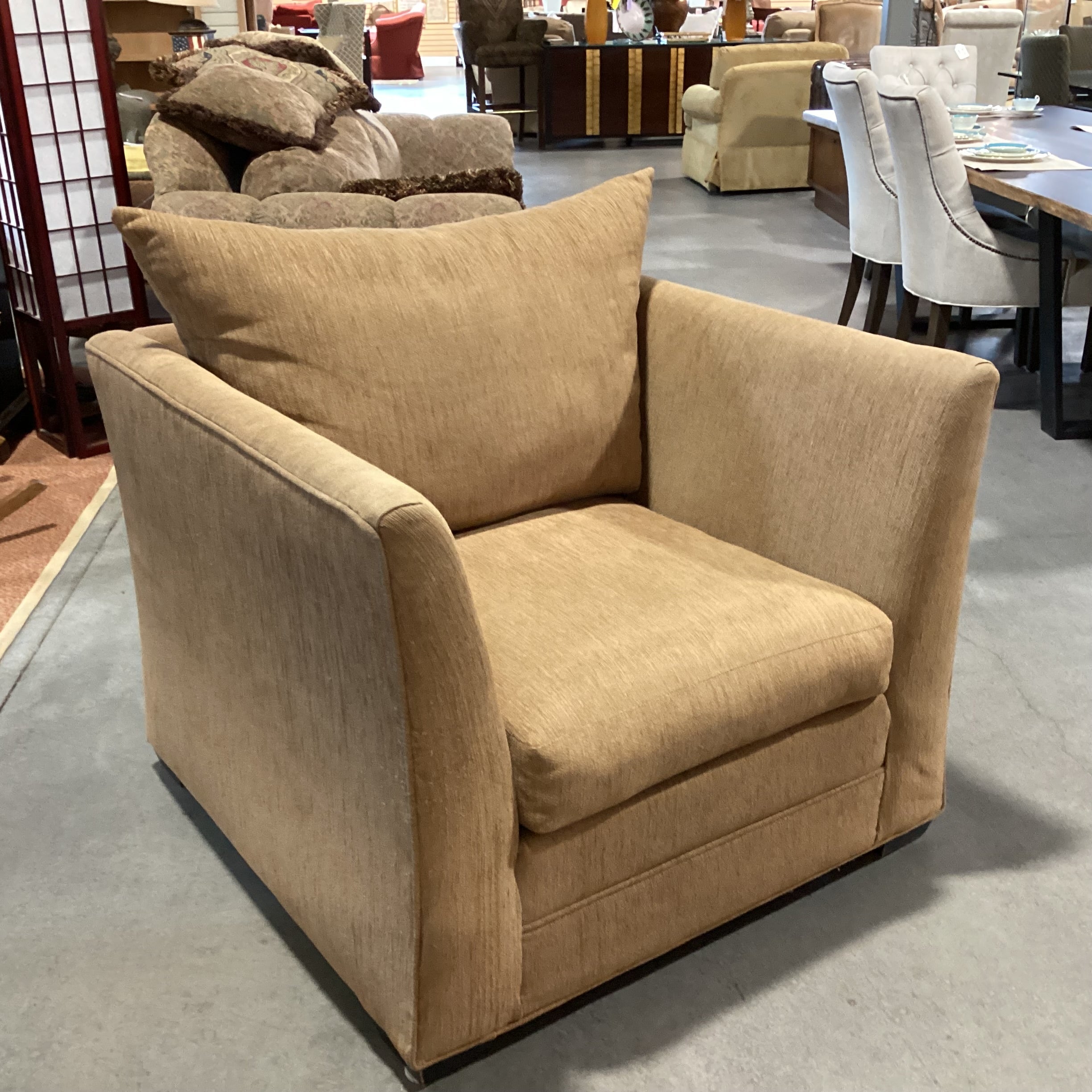 Golden Tan Woven High Arm Oversized Chair 39"x 38"x 32"