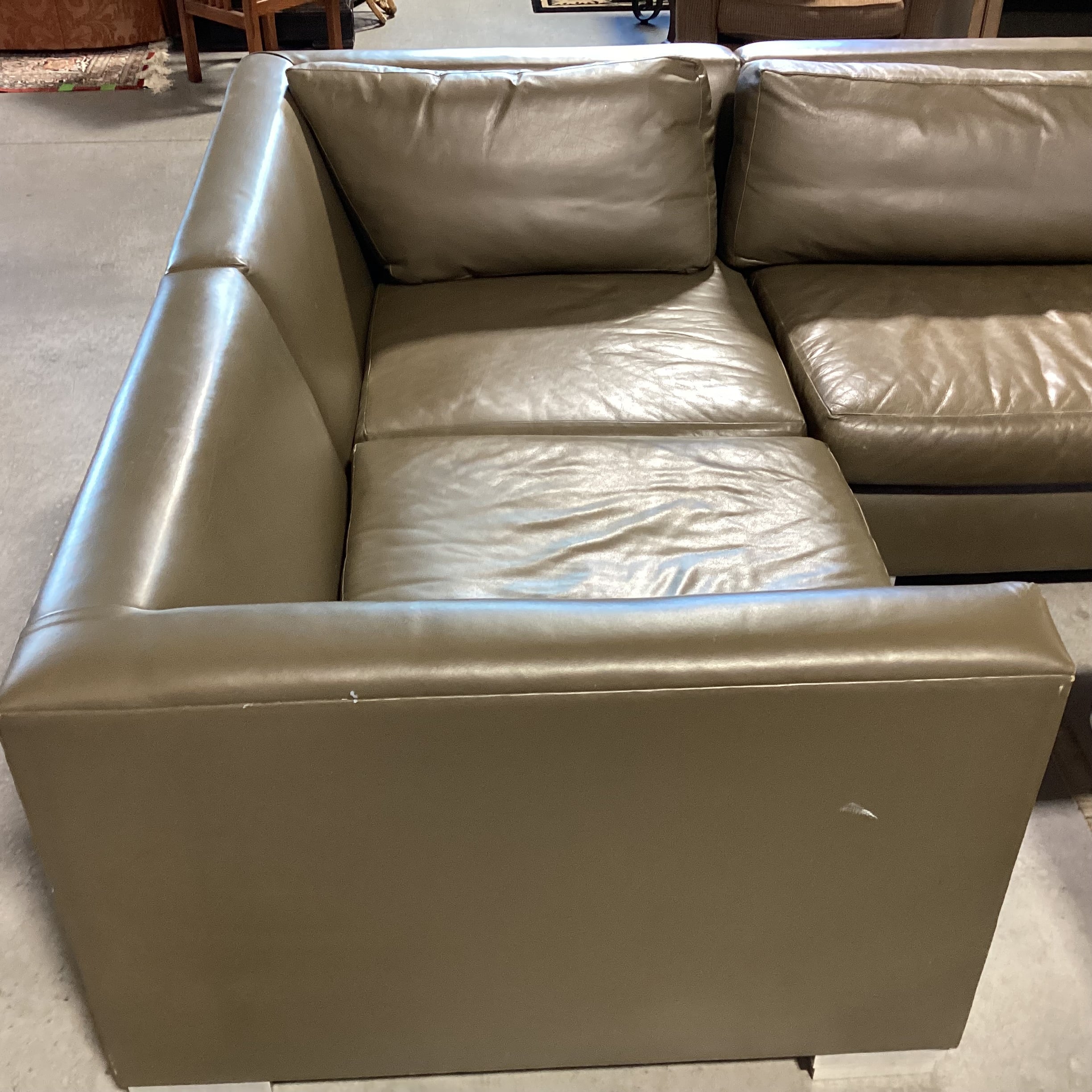 Modern Taupe Grey Leather Down Mix 4 Piece Sectional 76"x 162"x 62"x 40"x 28"