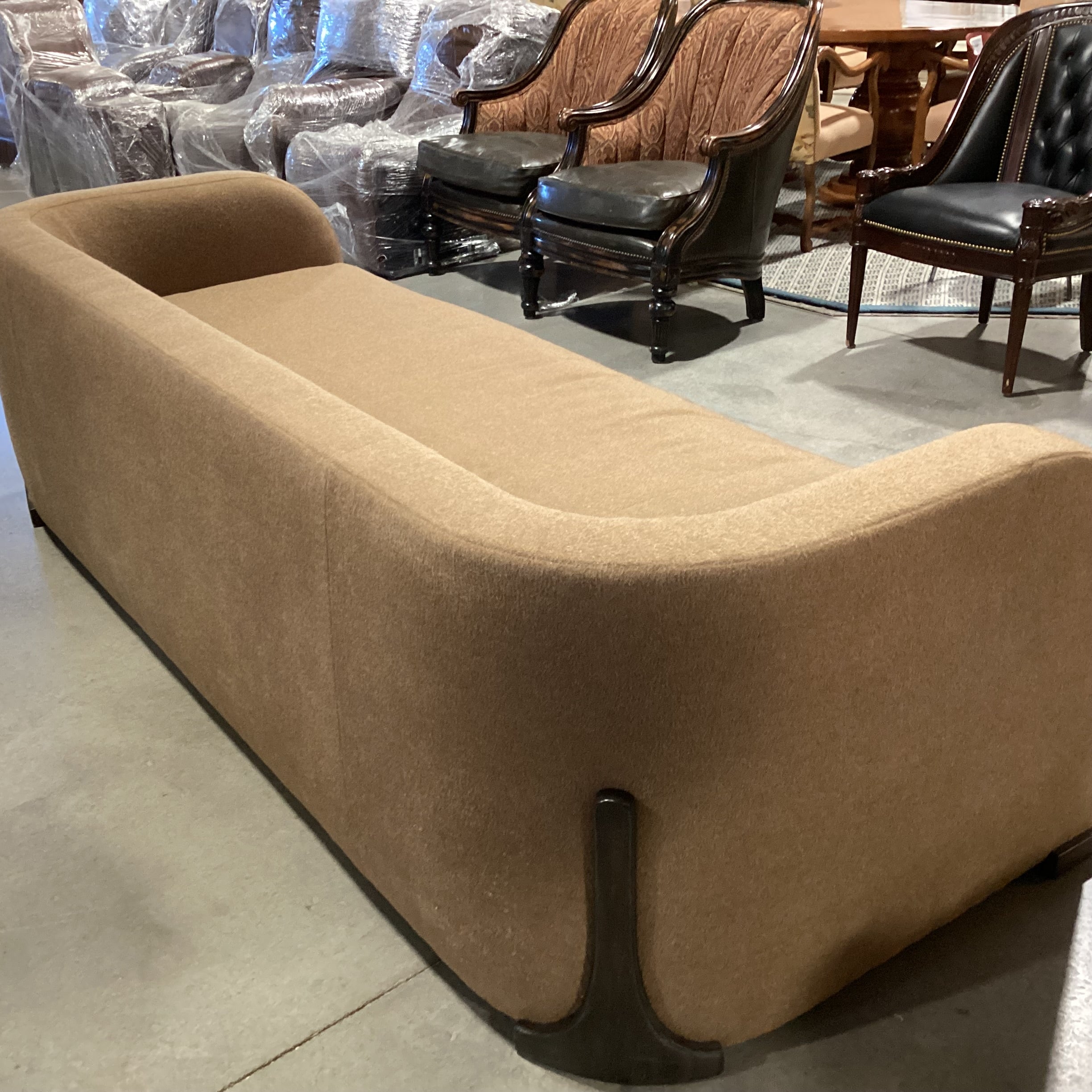 Thom Filicia Home Collection for Vanguard Camel Wool Curve Back & Arm Down Sofa 96"x 38"x 28"