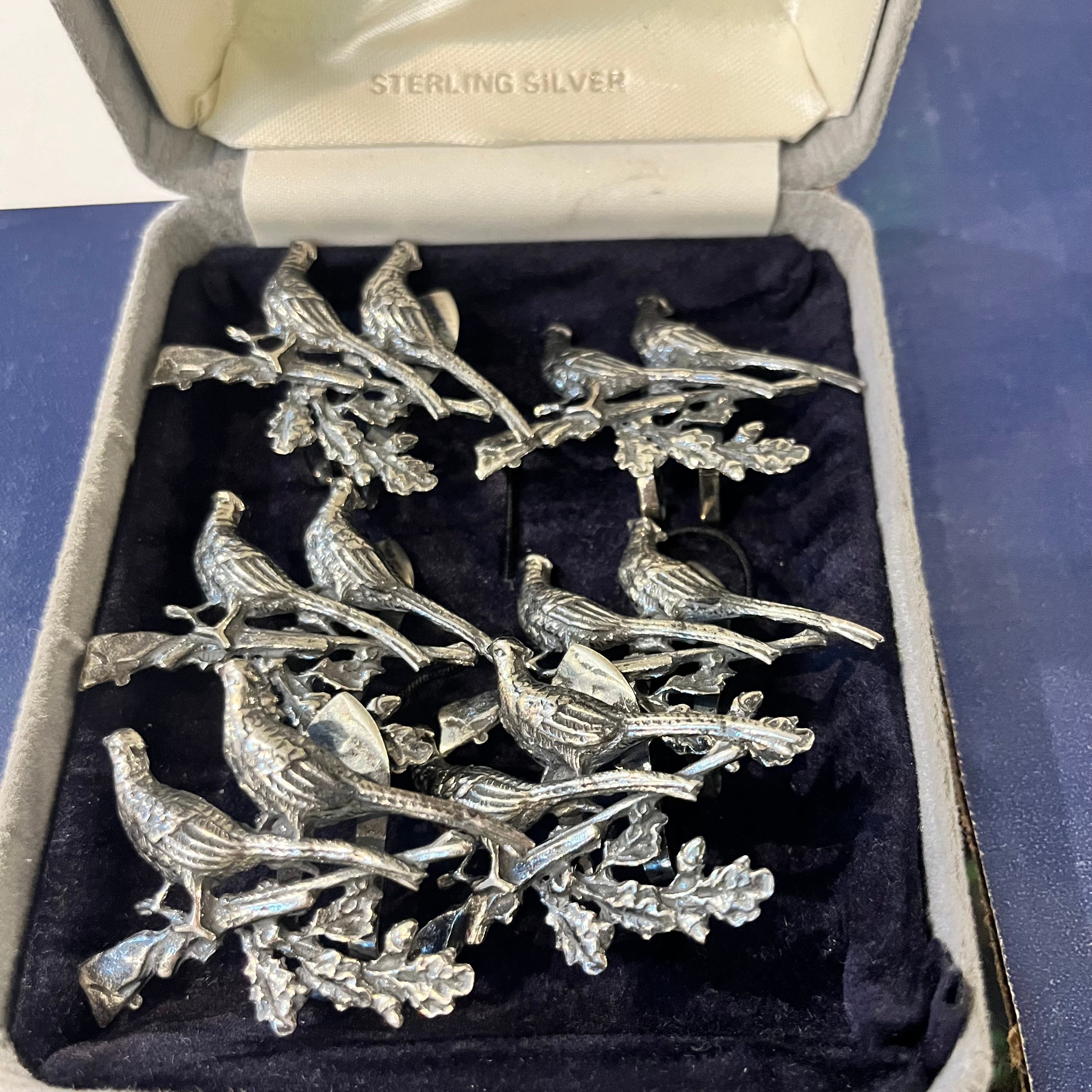 Set of 6 Pheasants and Shotguns Menu Holders 1.5"x 1.8"x .5"