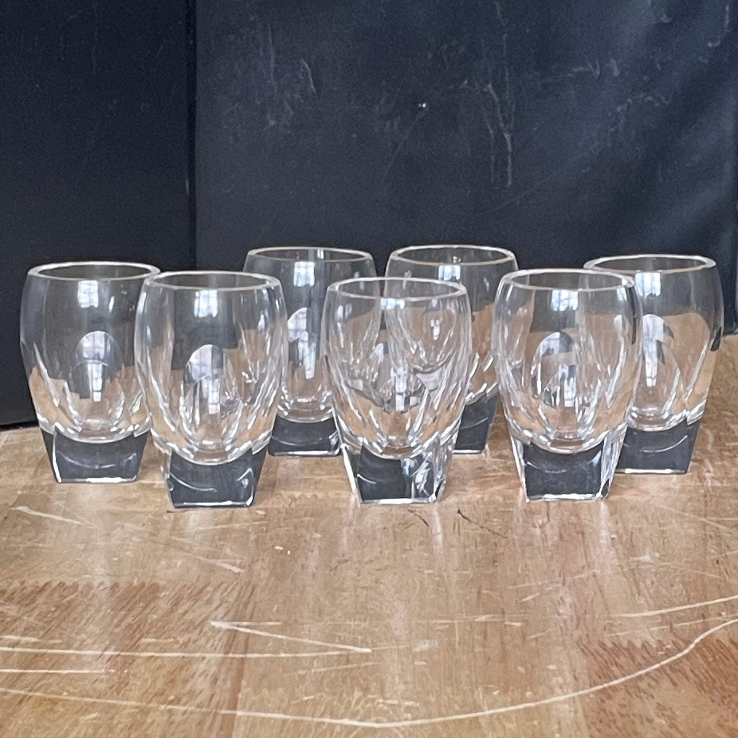Set of 7 Moser- Rudolph Eschler-Style Crystal Small Shot Glasses, 2.25" Each
