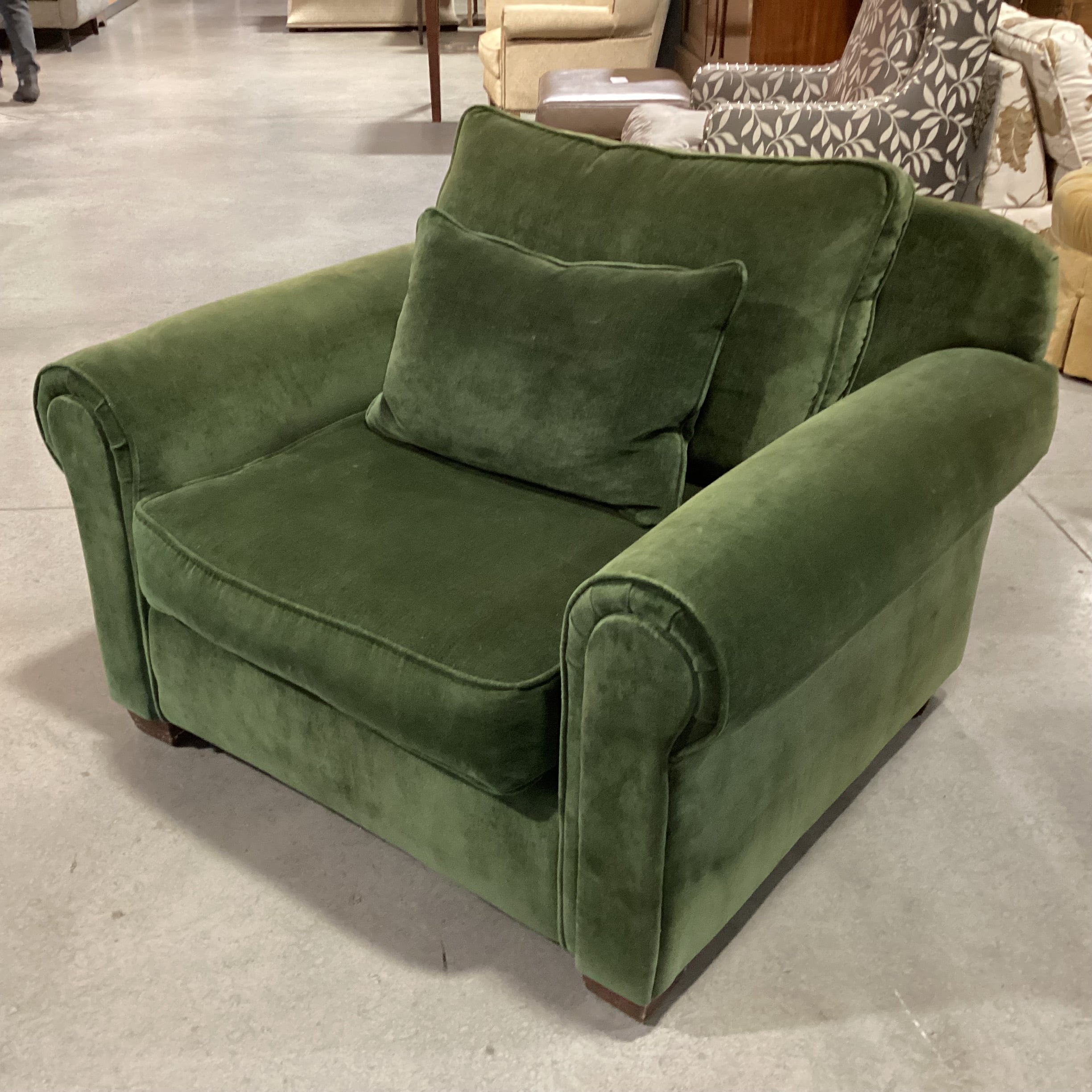 Pottery Barn Green Velvet Down Mix Chair 46"x 38"x 32"