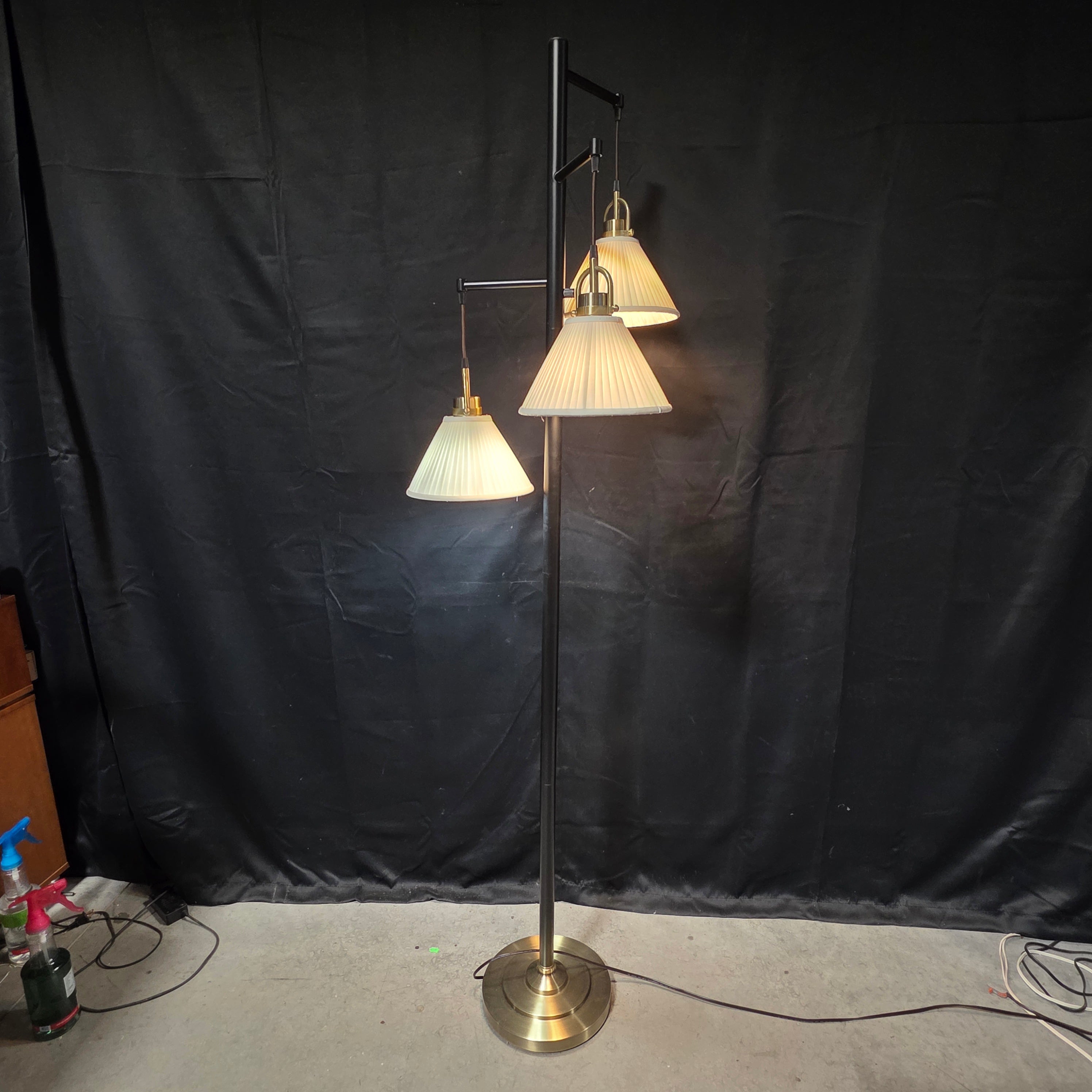 Unique Three Shade Swinging Floor Lamp 22"x23"x71"